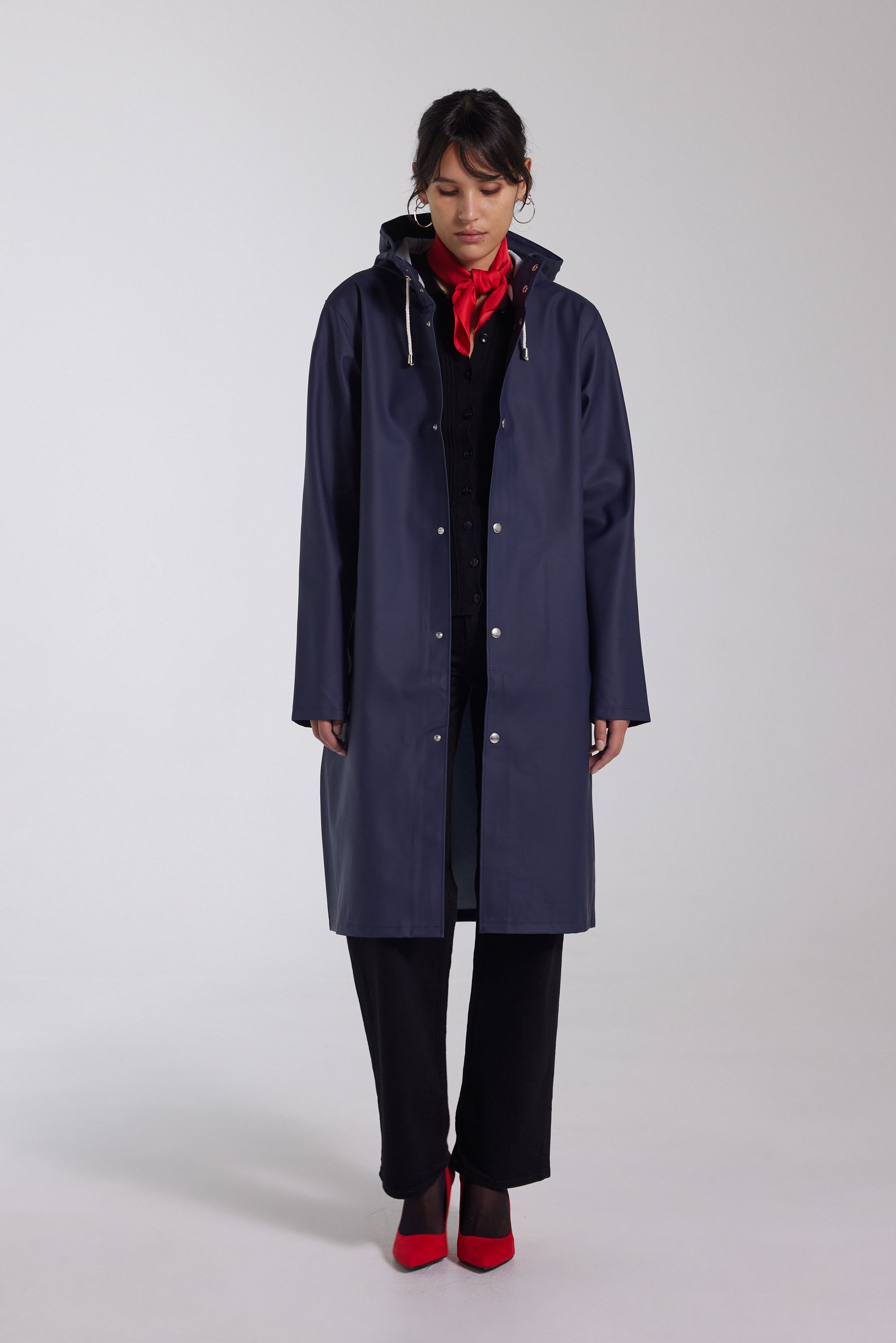 stutterheim stockholm long raincoat navy women jackets raincoats