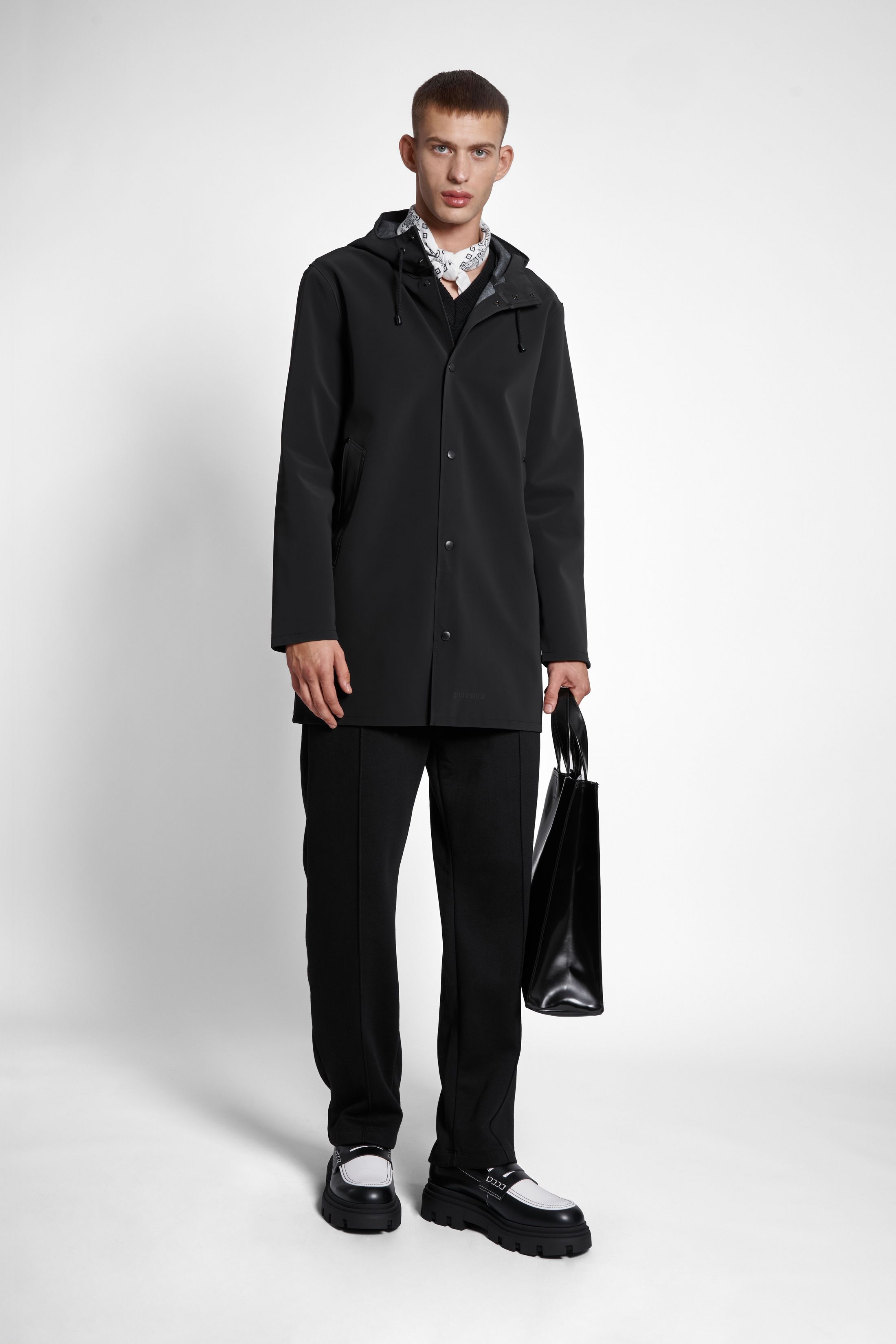 stutterheim stockholm matte raincoat black men jackets raincoats