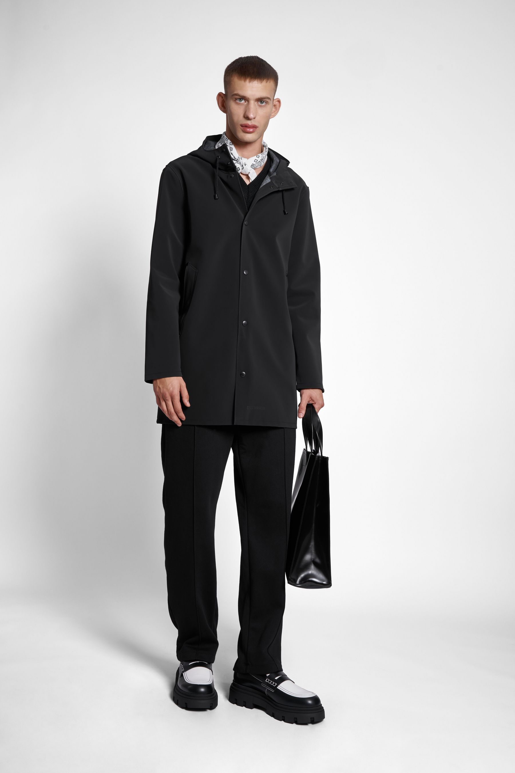 stutterheim stockholm matte raincoat black men jackets raincoats
