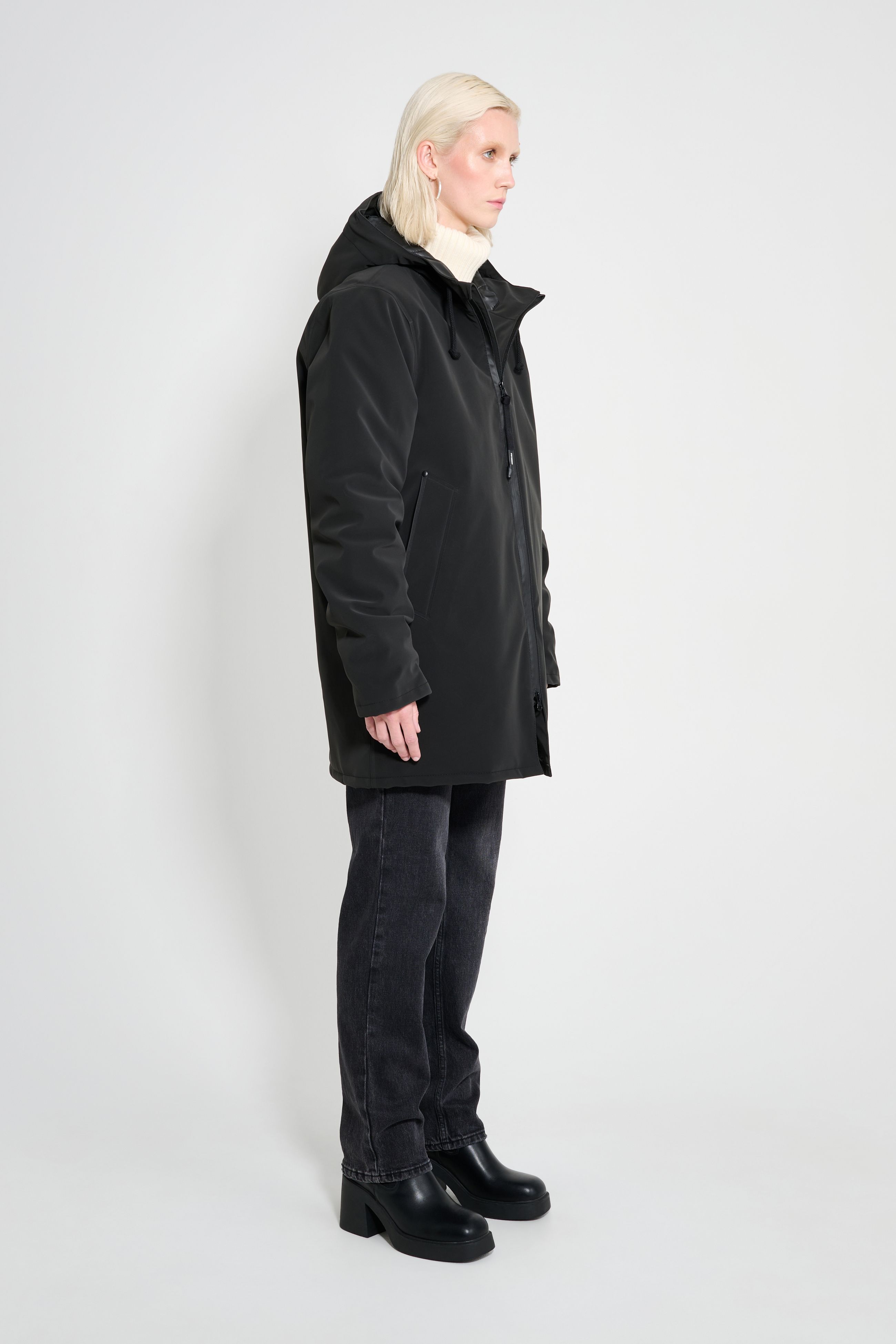 Stutterheim Stockholm Matte Winter Coat In Black
