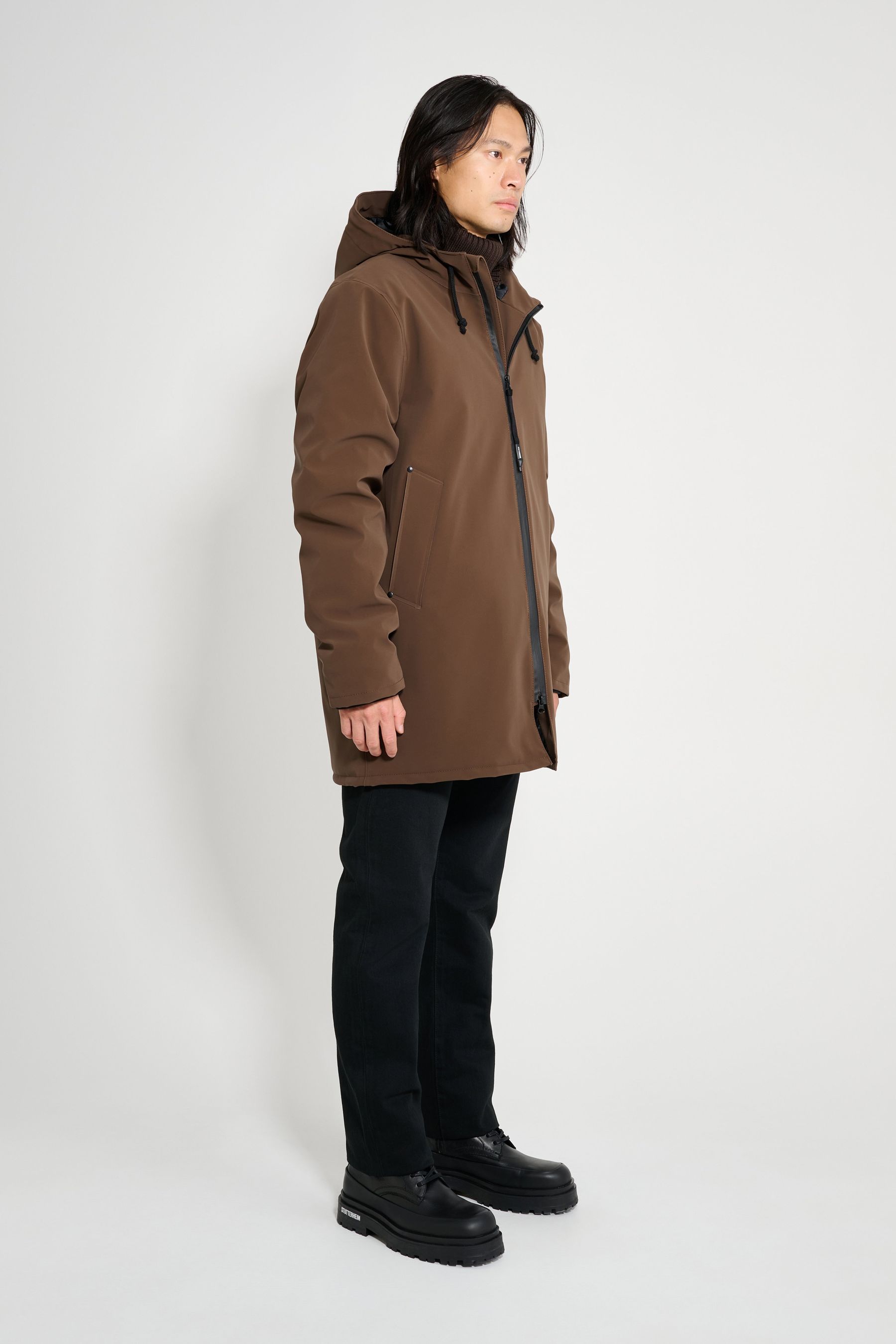 stutterheim stockholm matte winter coat dark brown men jackets winter-coats