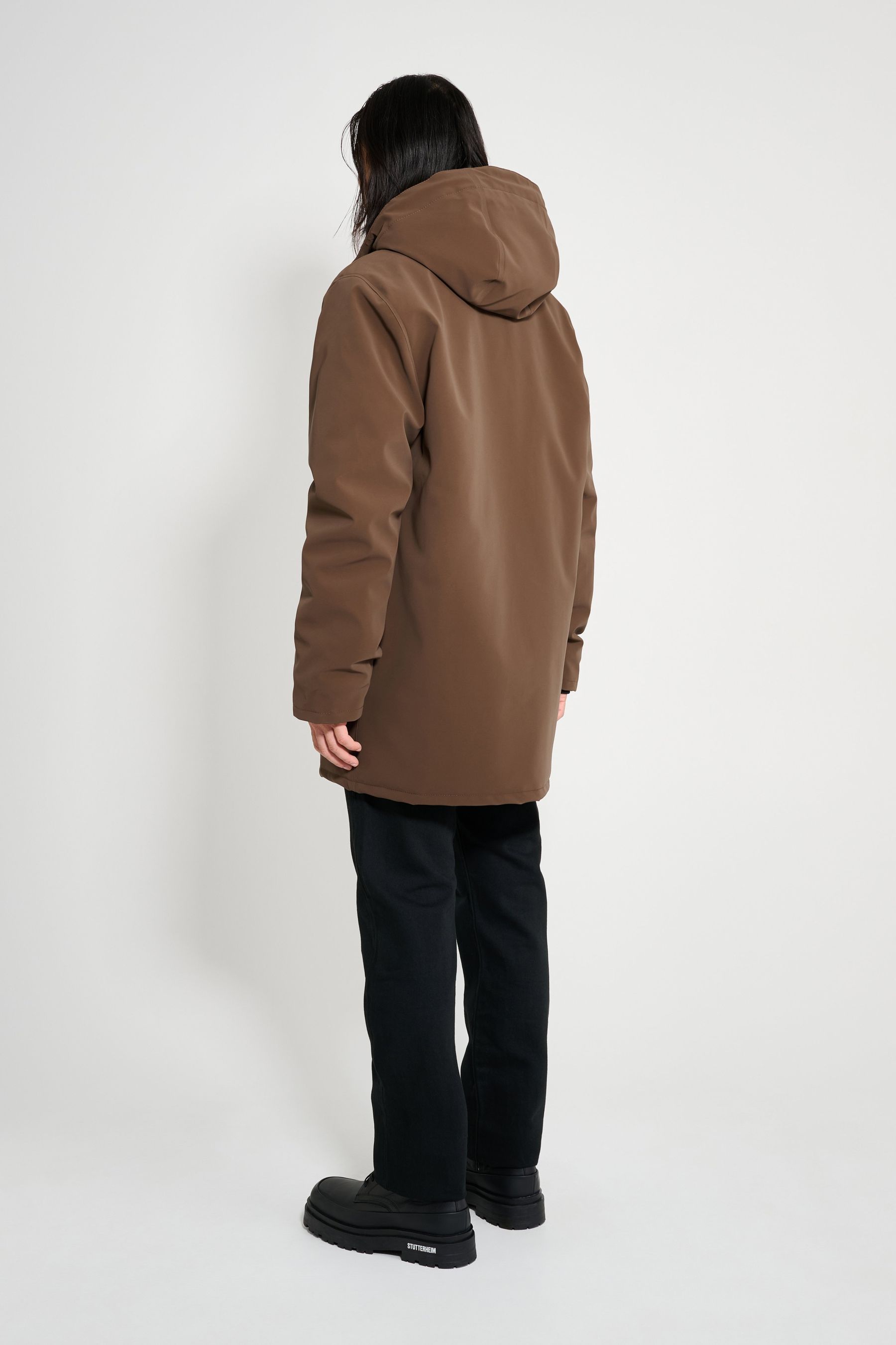 stutterheim stockholm matte winter coat dark brown men jackets winter-coats