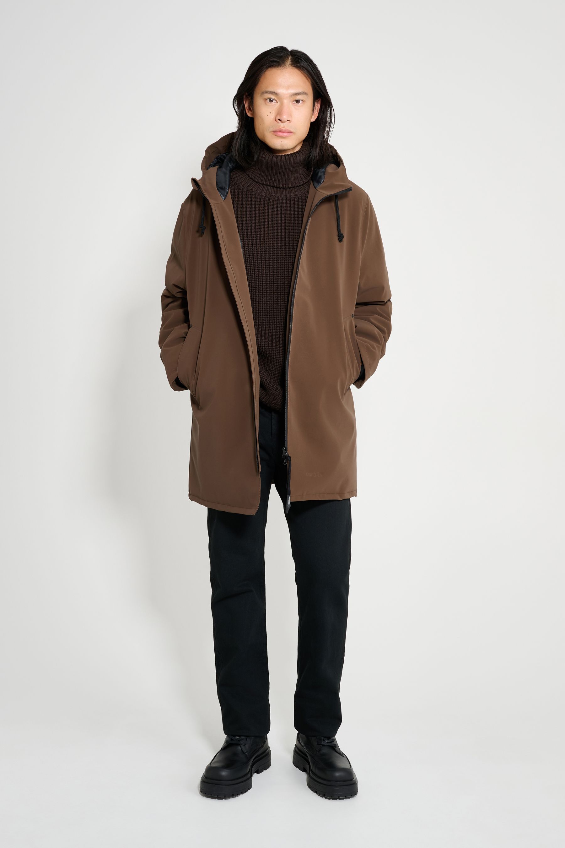 stutterheim stockholm matte winter coat dark brown men jackets winter-coats