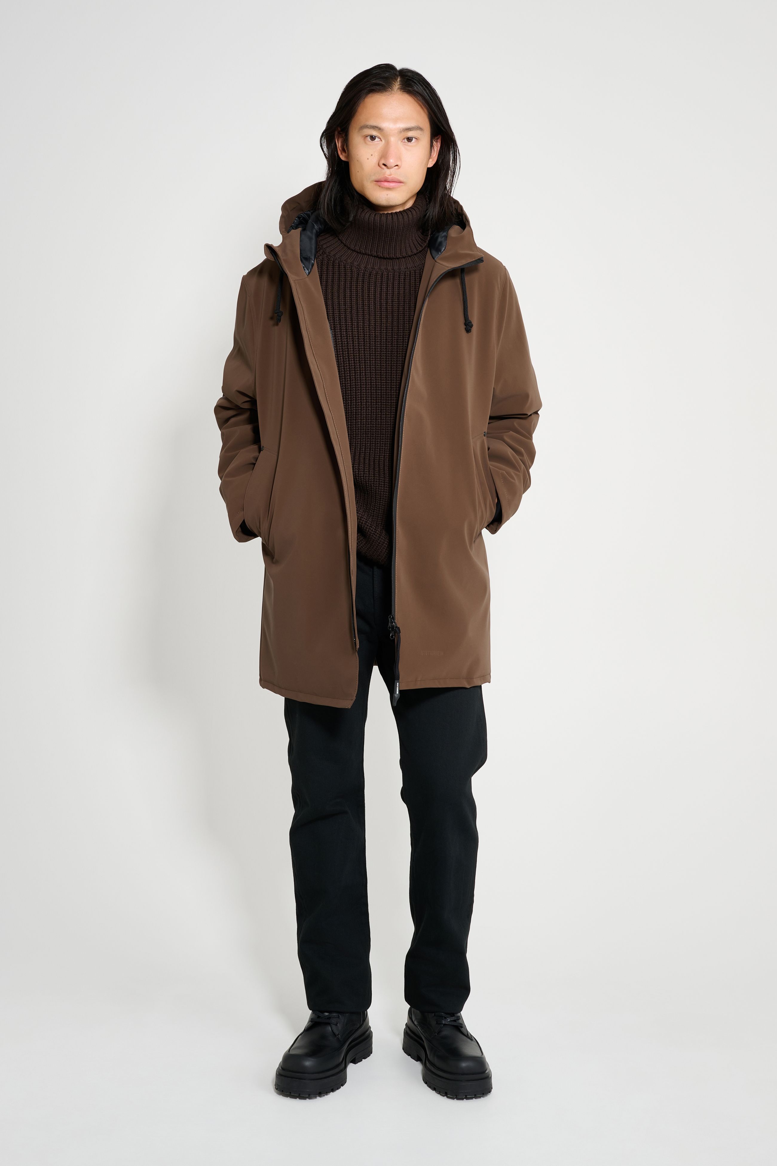 stutterheim stockholm matte winter coat dark brown men jackets winter-coats