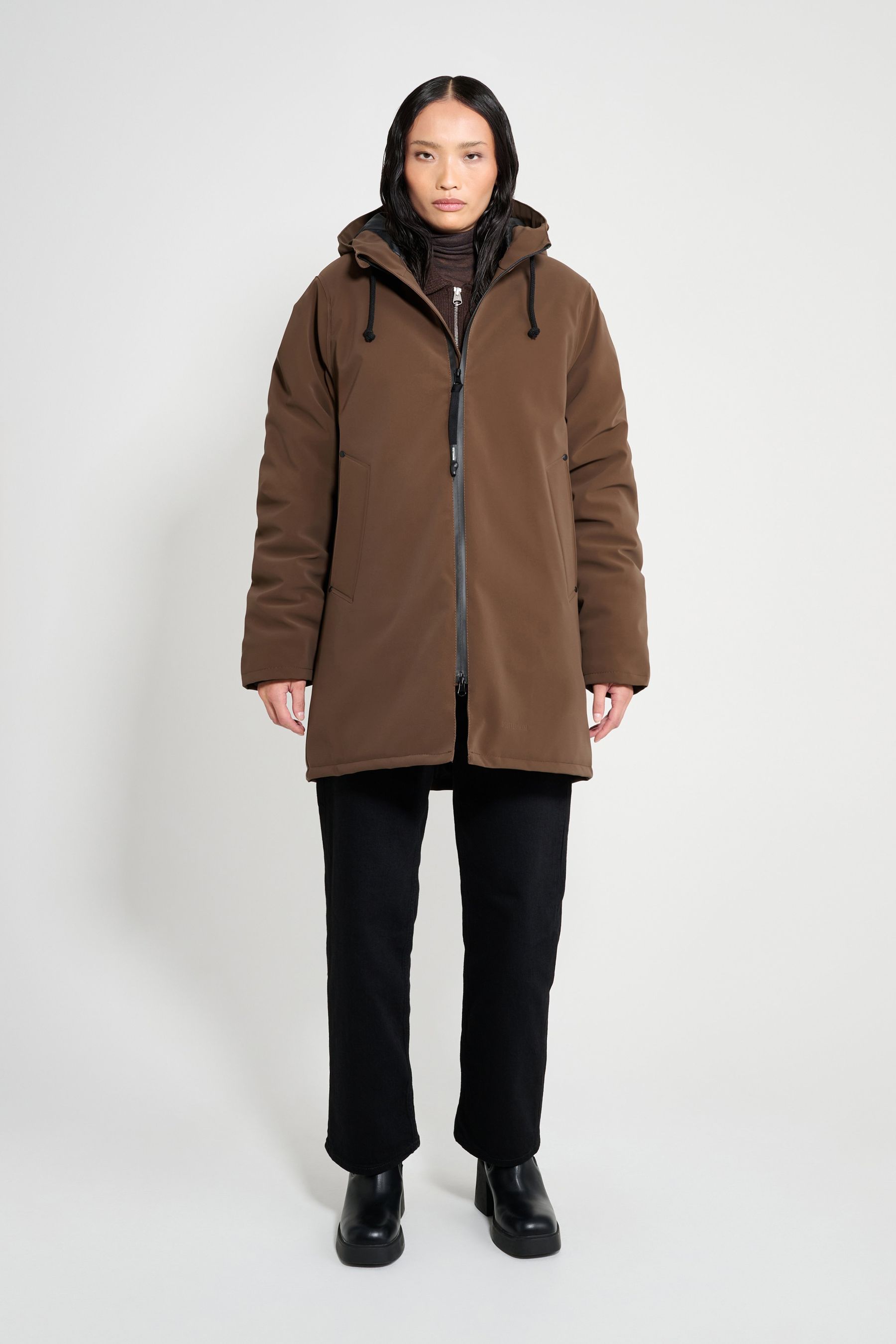 stutterheim stockholm matte winter coat dark brown women jackets winter-coats