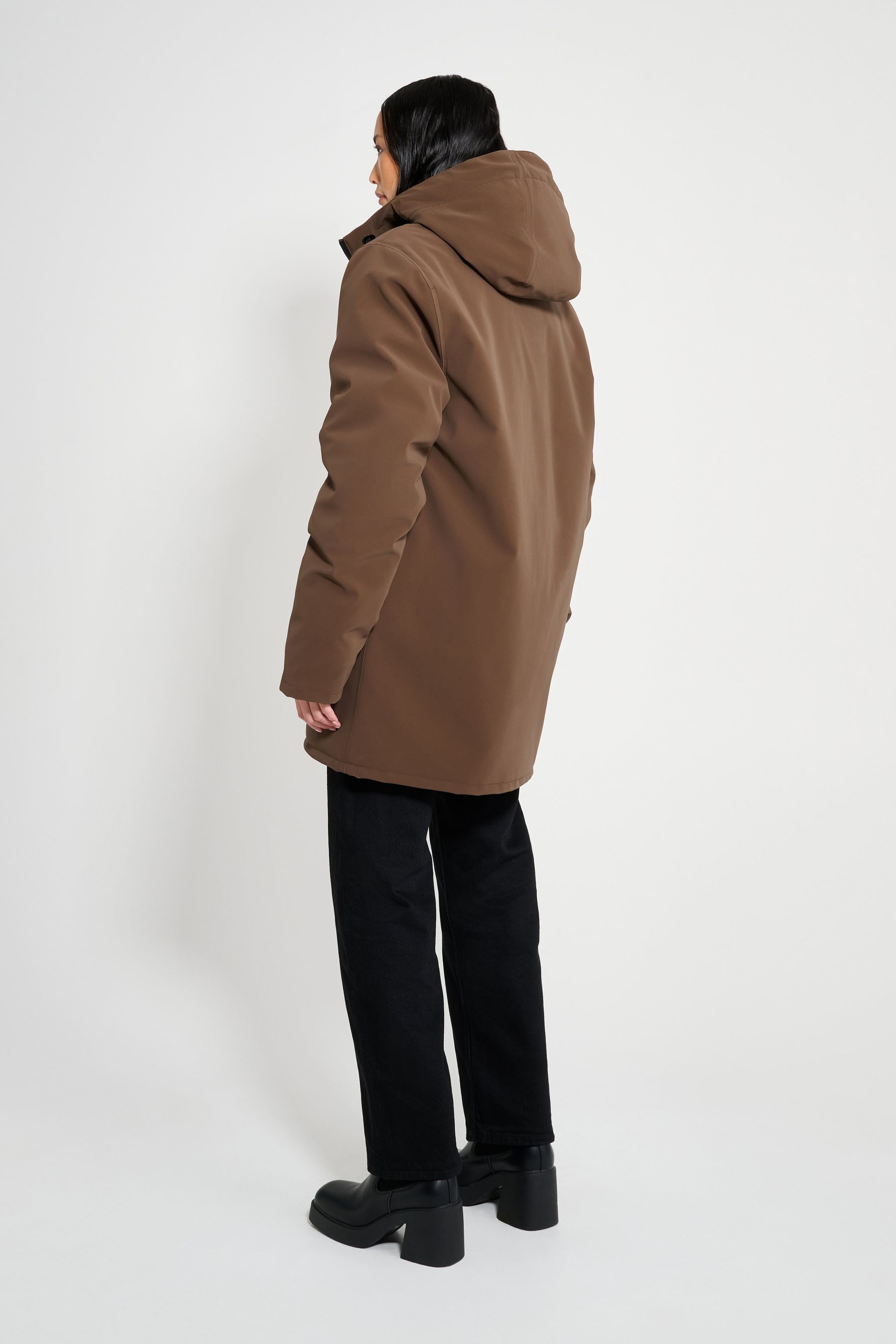 stutterheim stockholm matte winter coat dark brown women jackets winter-coats