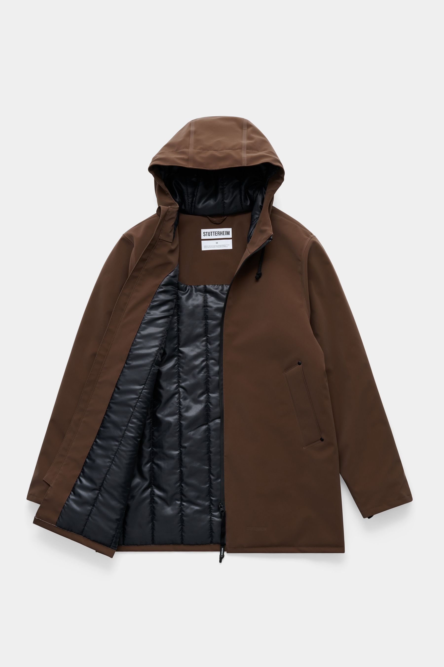 stutterheim stockholm matte winter coat dark brown women jackets winter-coats