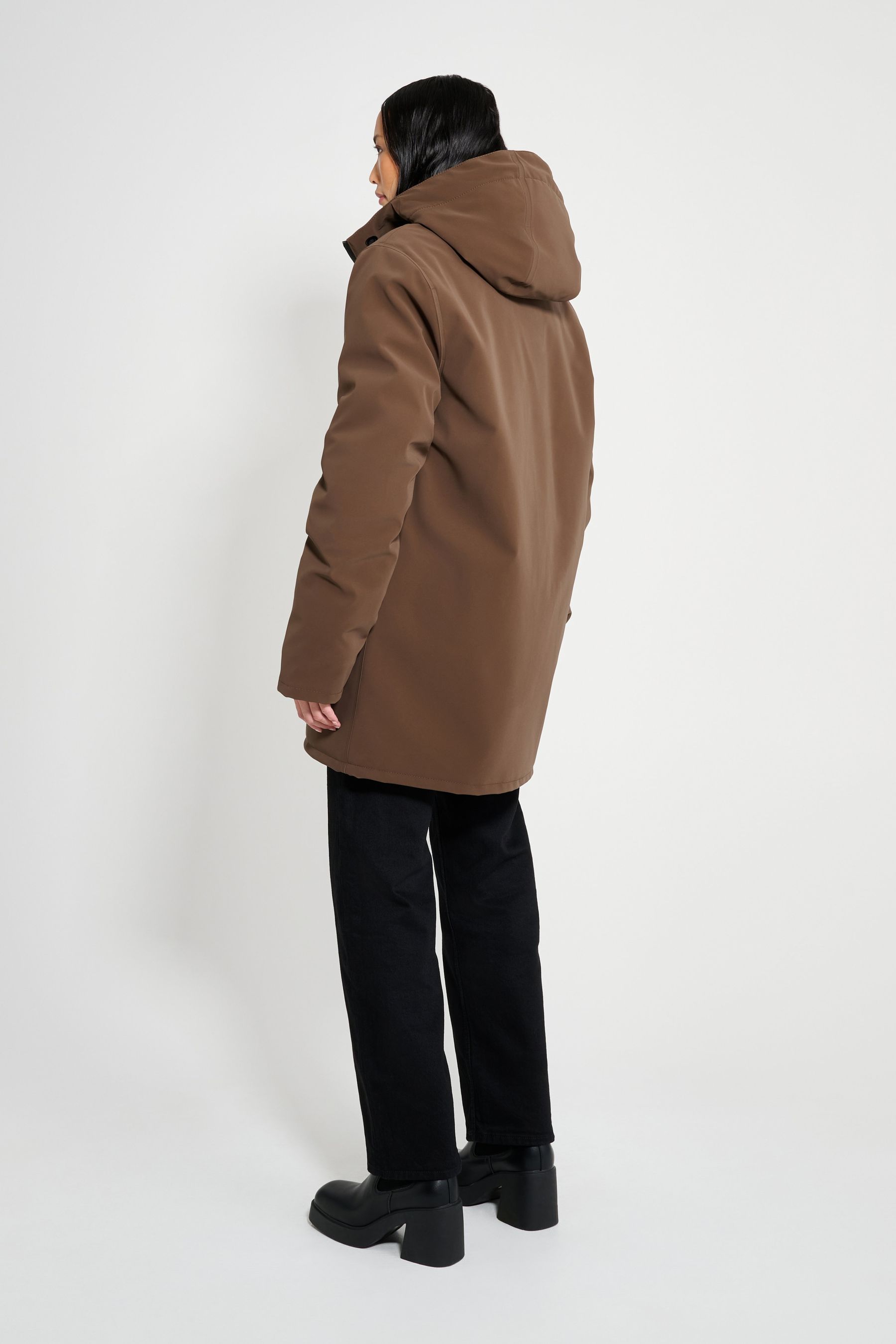 stutterheim stockholm matte winter coat dark brown women jackets winter-coats