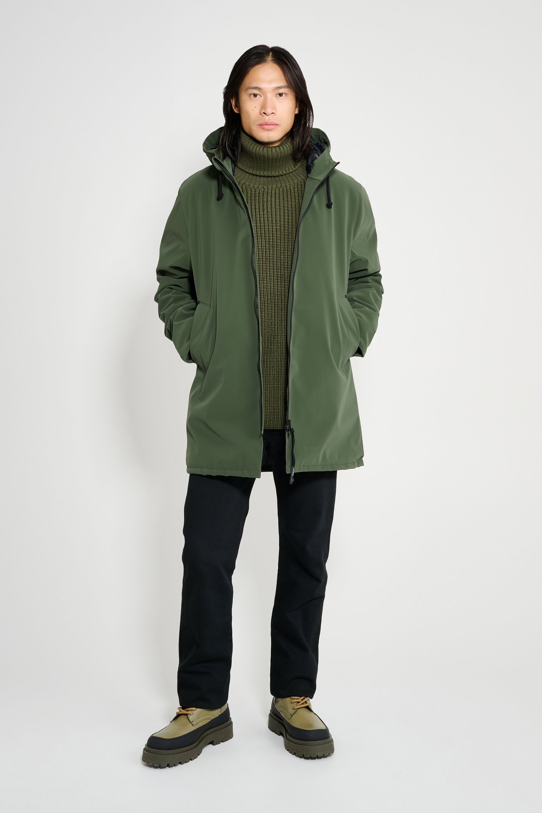 stutterheim stockholm matte winter coat green men jackets winter-coats