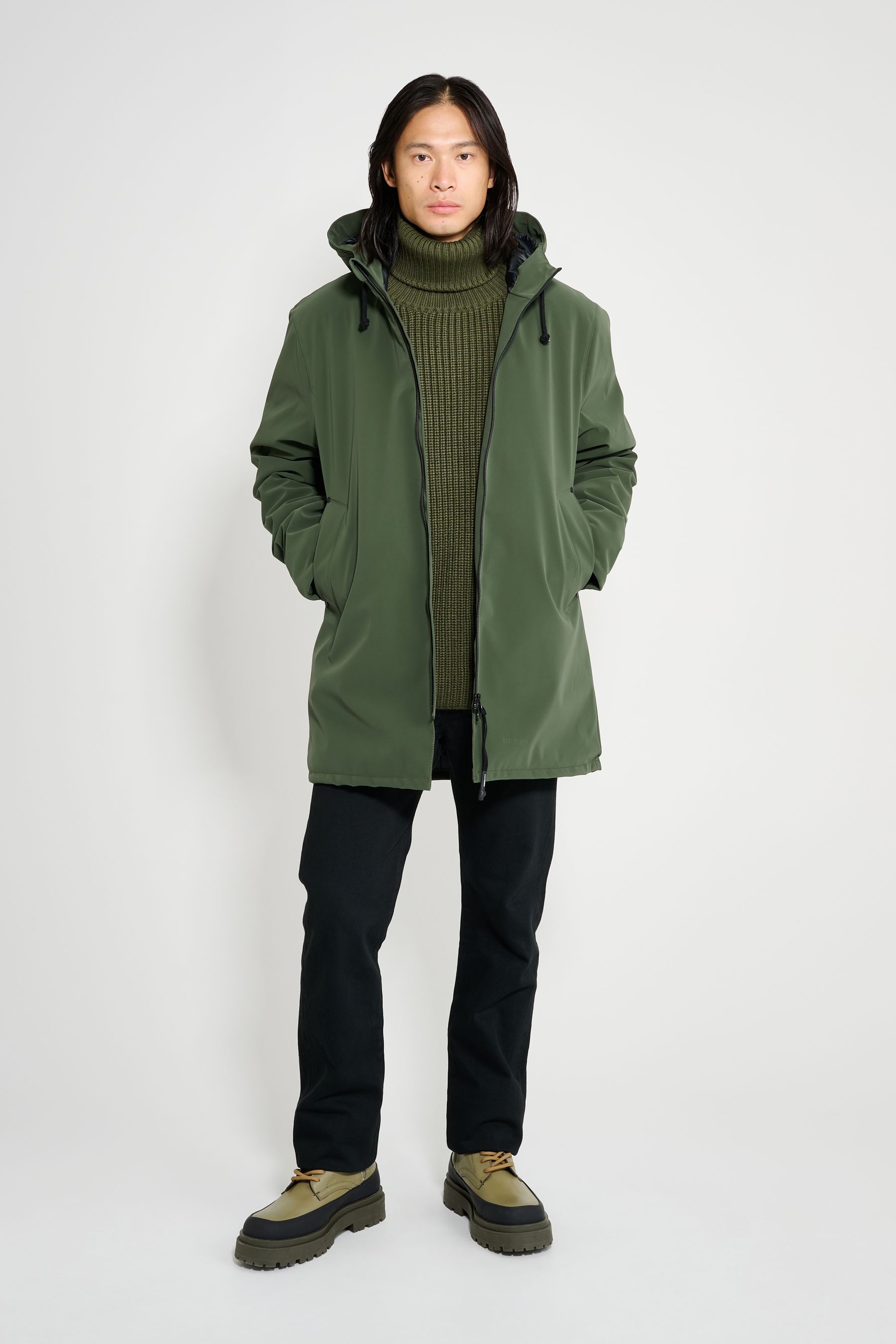 stutterheim stockholm matte winter coat green men jackets winter-coats