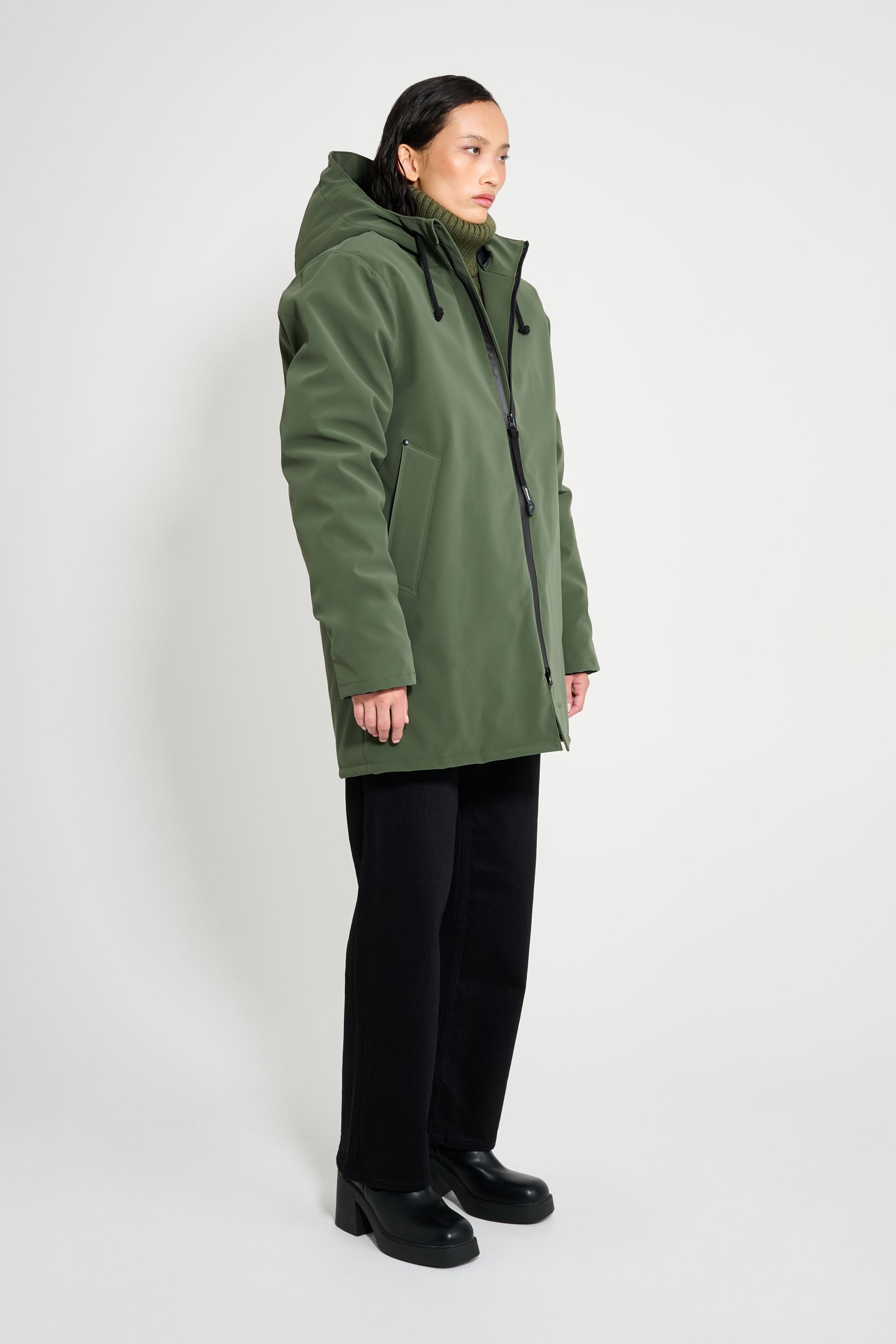 stutterheim stockholm matte winter coat green women jackets winter-coats