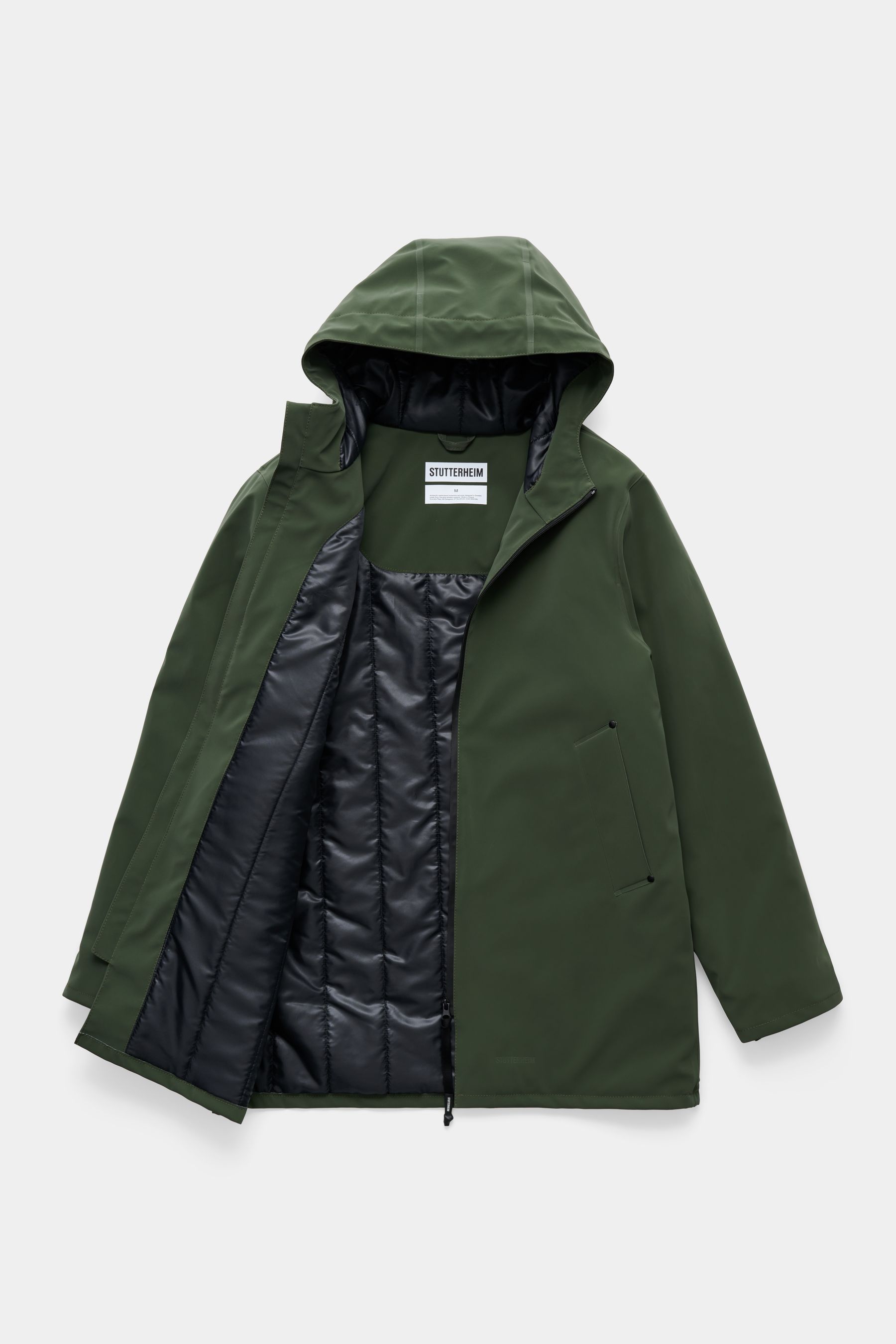 stutterheim stockholm matte winter coat green women jackets winter-coats