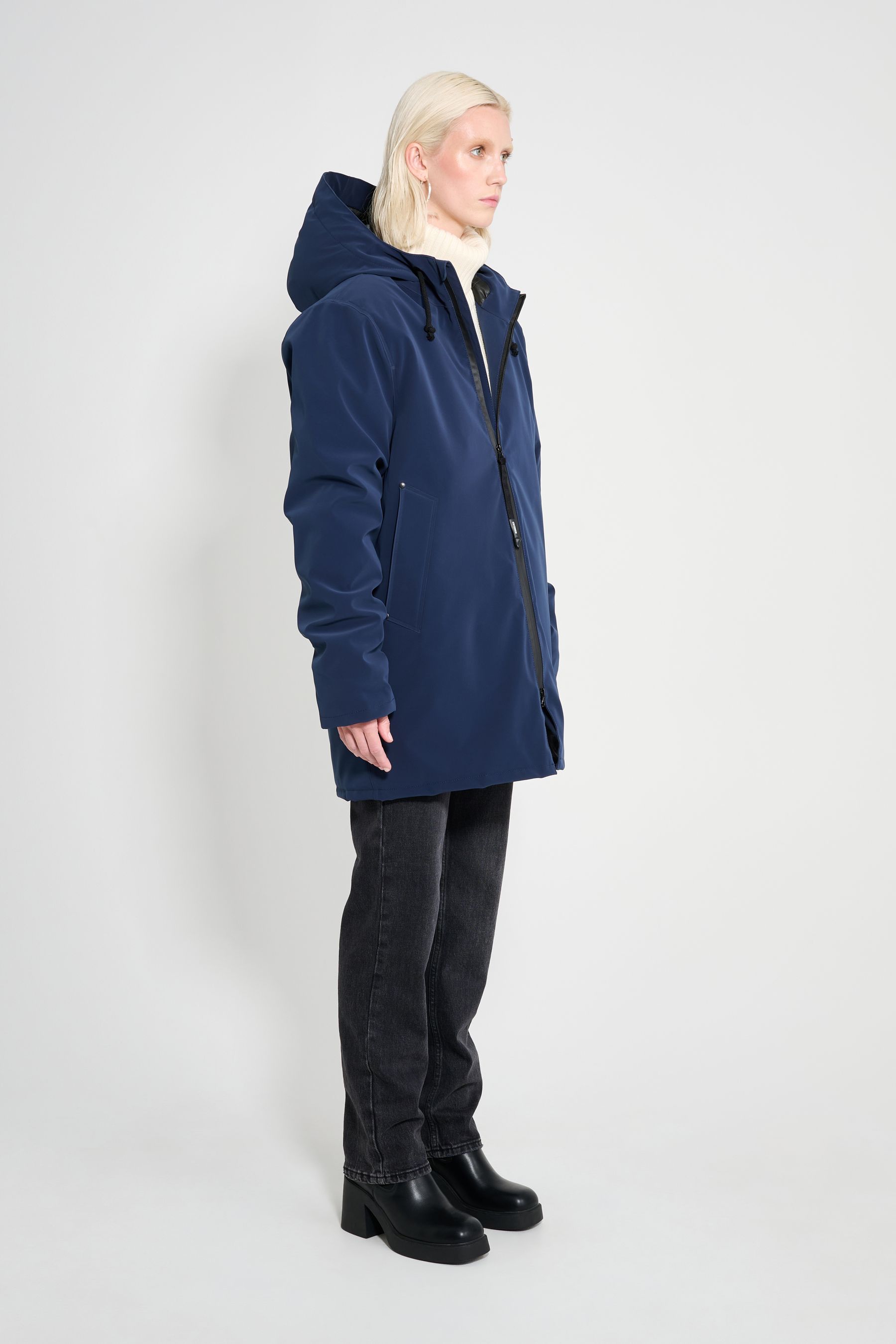 stutterheim stockholm matte winter coat navy women jackets winter-coats