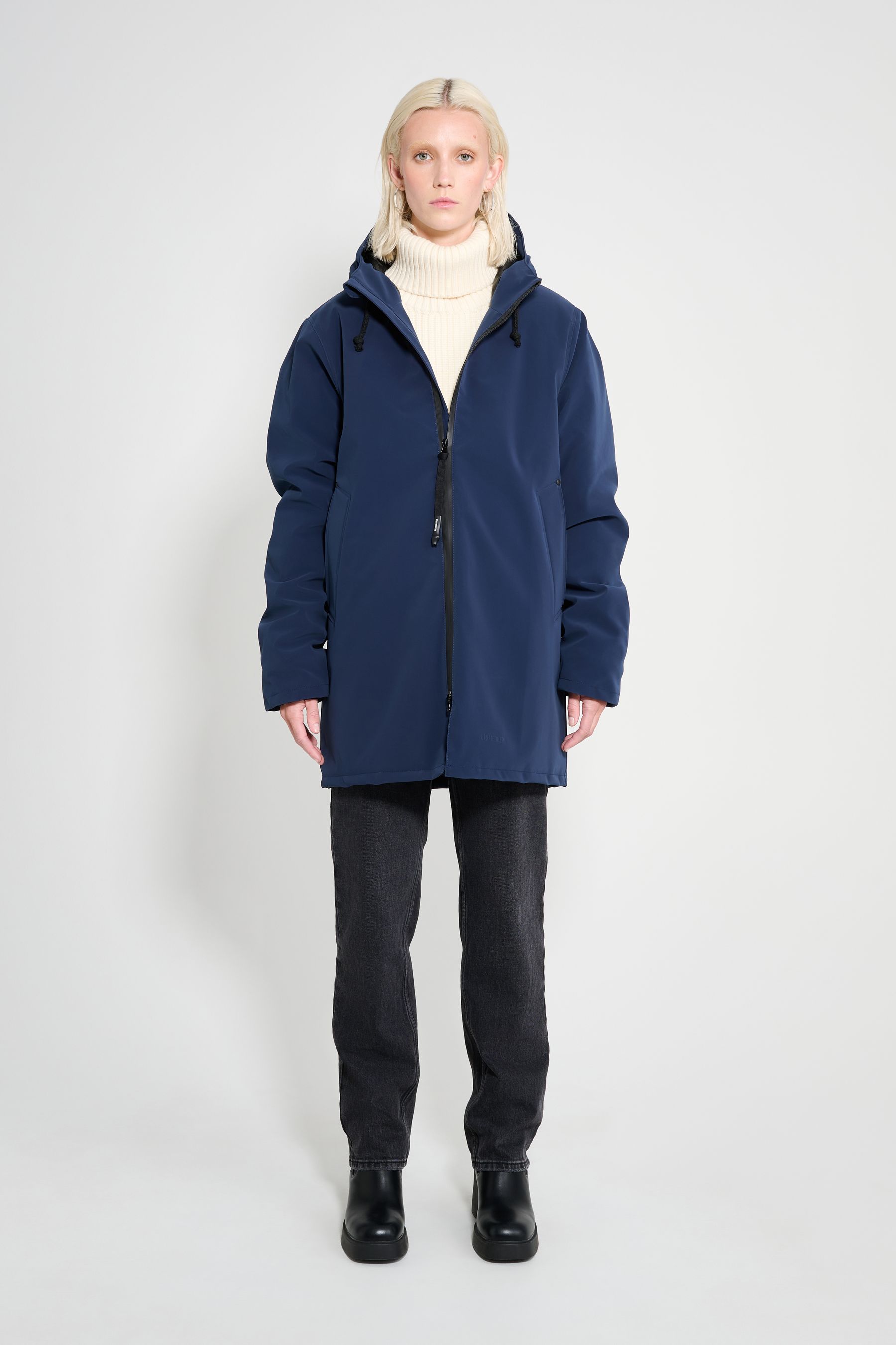stutterheim stockholm matte winter coat navy women jackets winter-coats