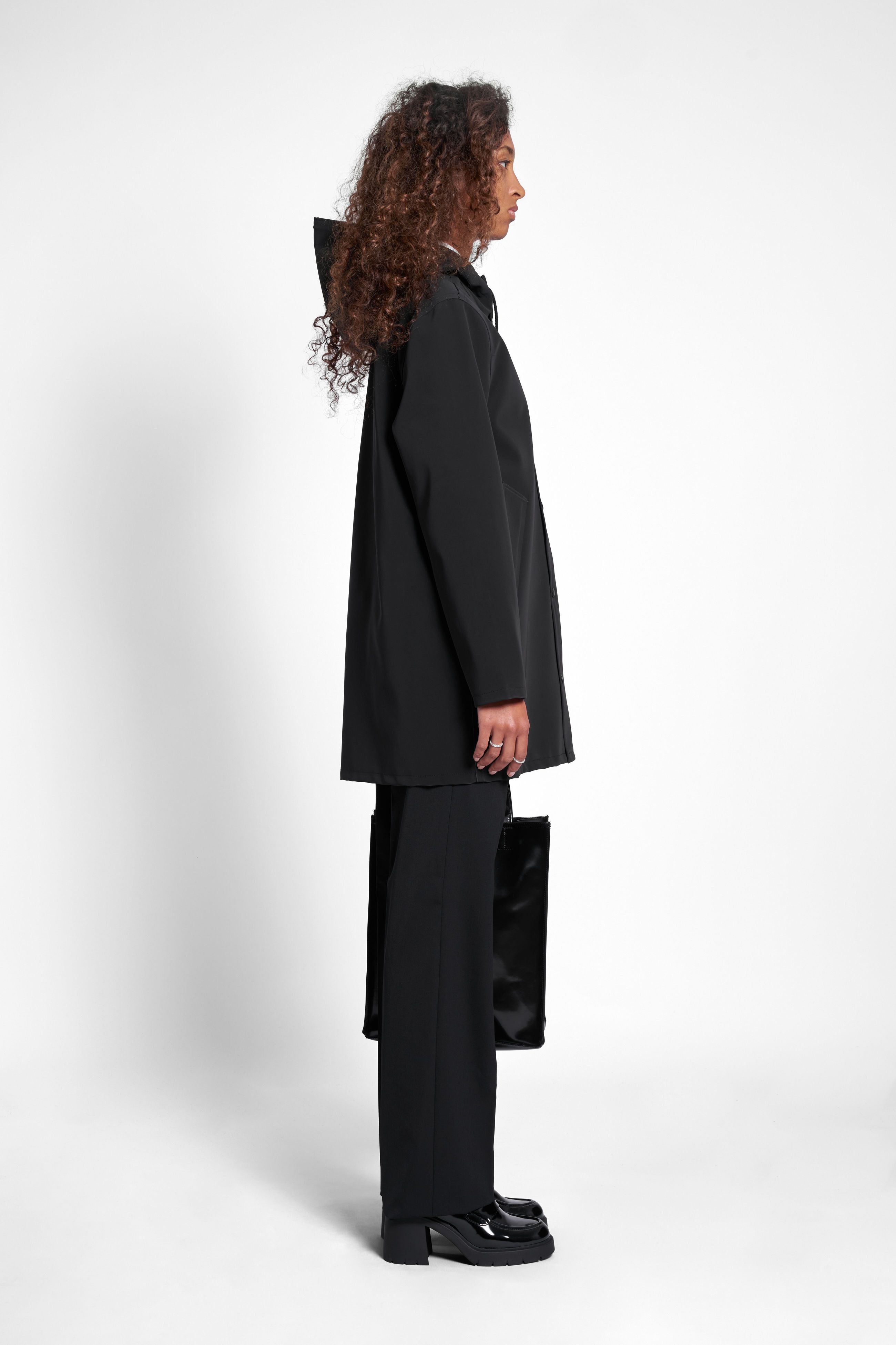 stutterheim stockholm matte raincoat black women jackets raincoats