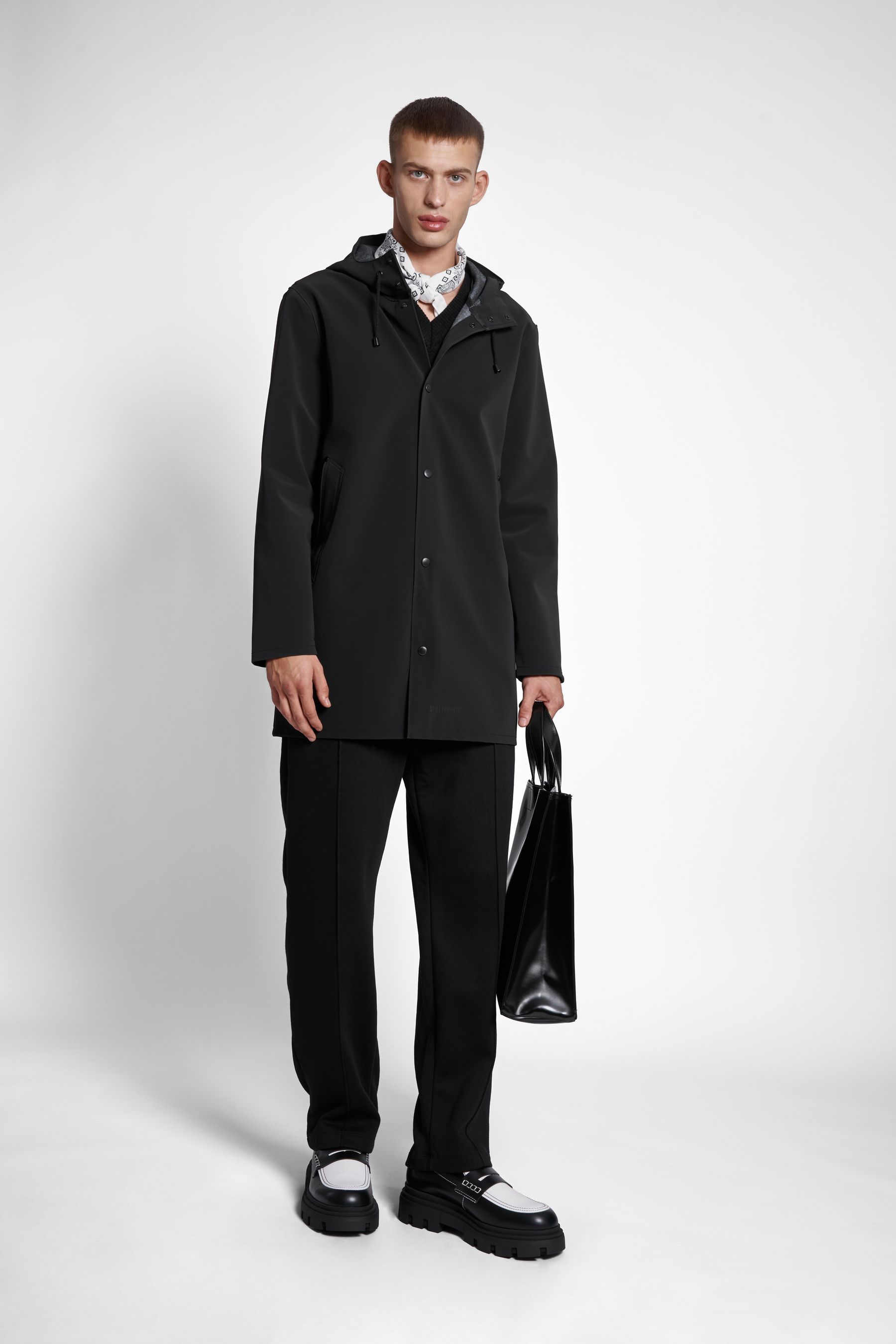 stutterheim stockholm matte raincoat black women jackets raincoats
