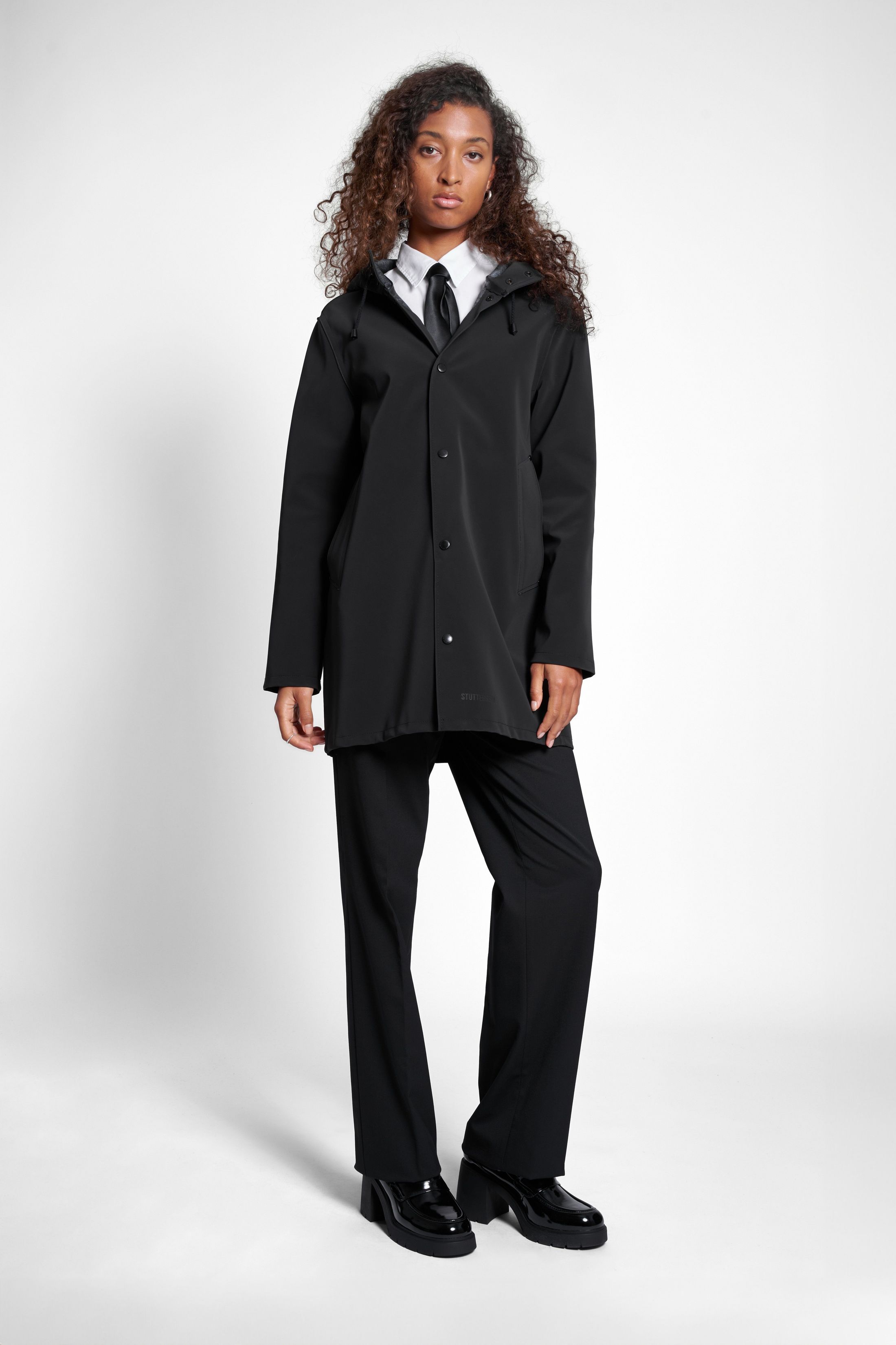 stutterheim stockholm matte raincoat black women jackets raincoats