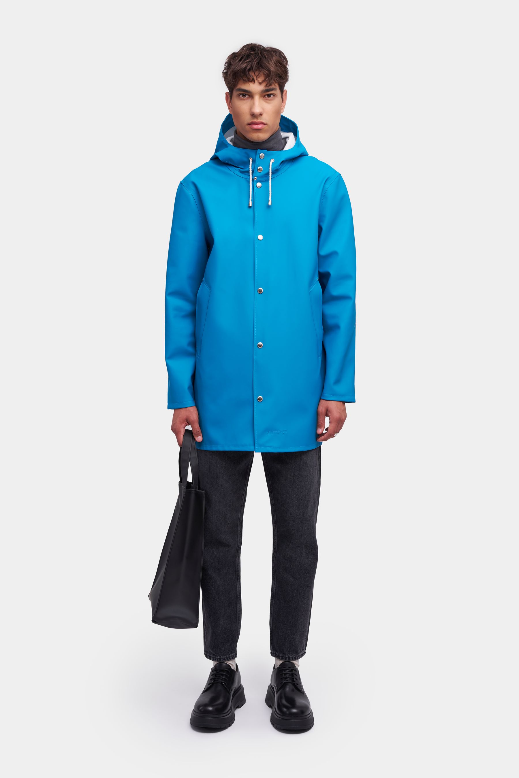 stutterheim stockholm raincoat mosaic blue women jackets raincoats