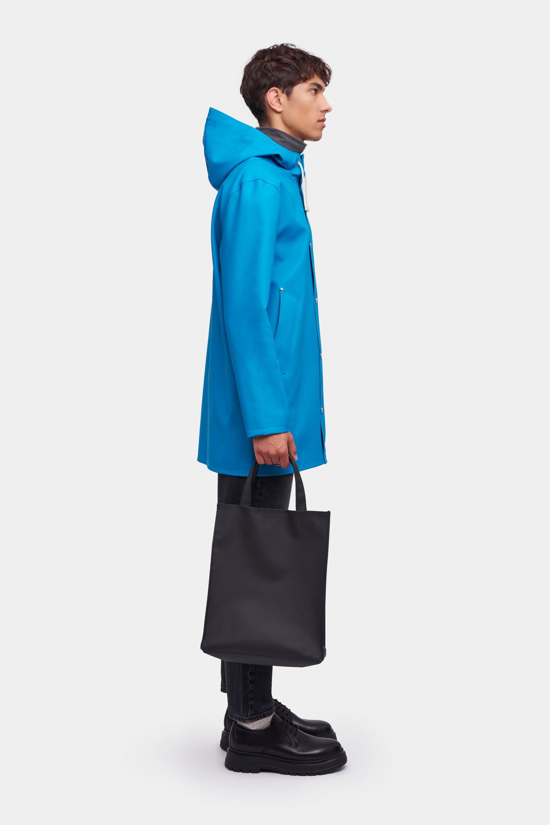 stutterheim stockholm raincoat mosaic blue women jackets raincoats