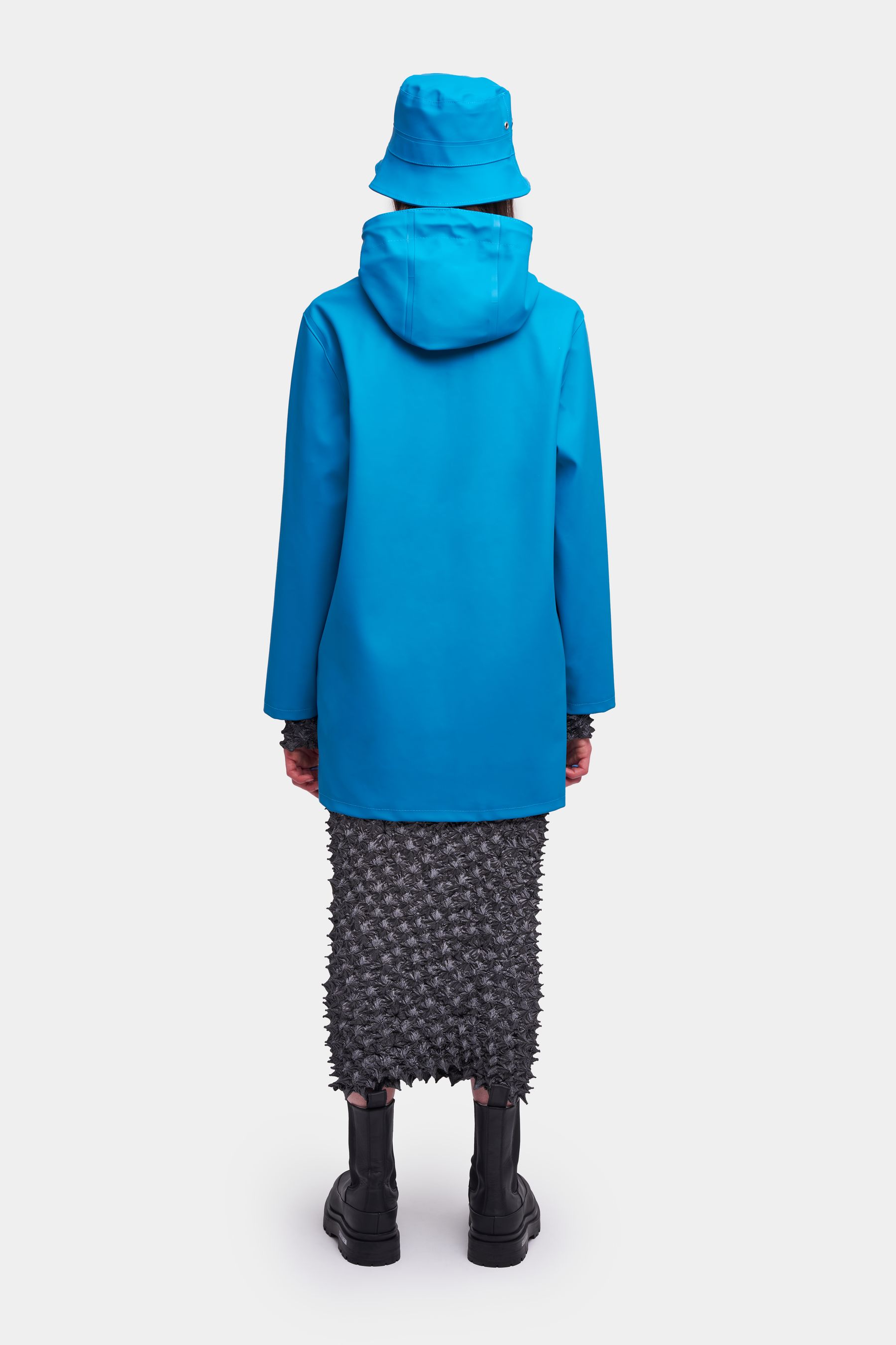 stutterheim stockholm raincoat mosaic blue women jackets raincoats