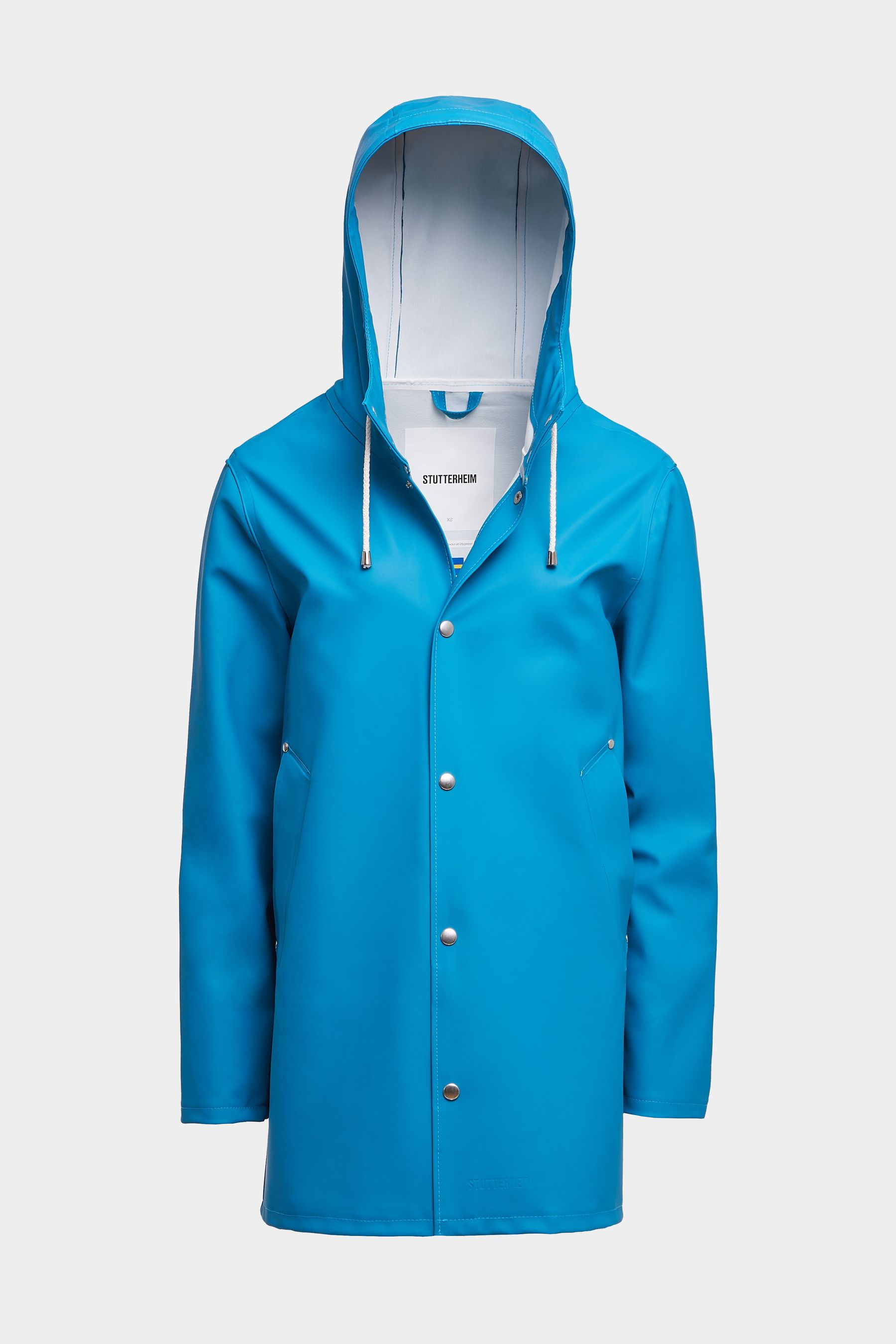 stutterheim stockholm raincoat mosaic blue women jackets raincoats