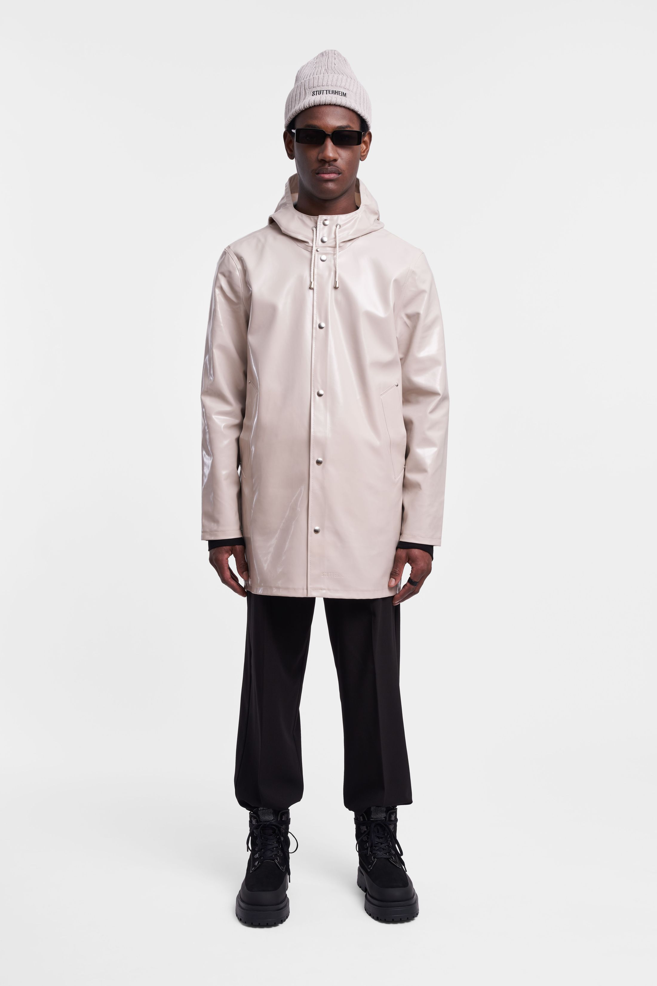 stutterheim stockholm opal raincoat light sand men jackets raincoats