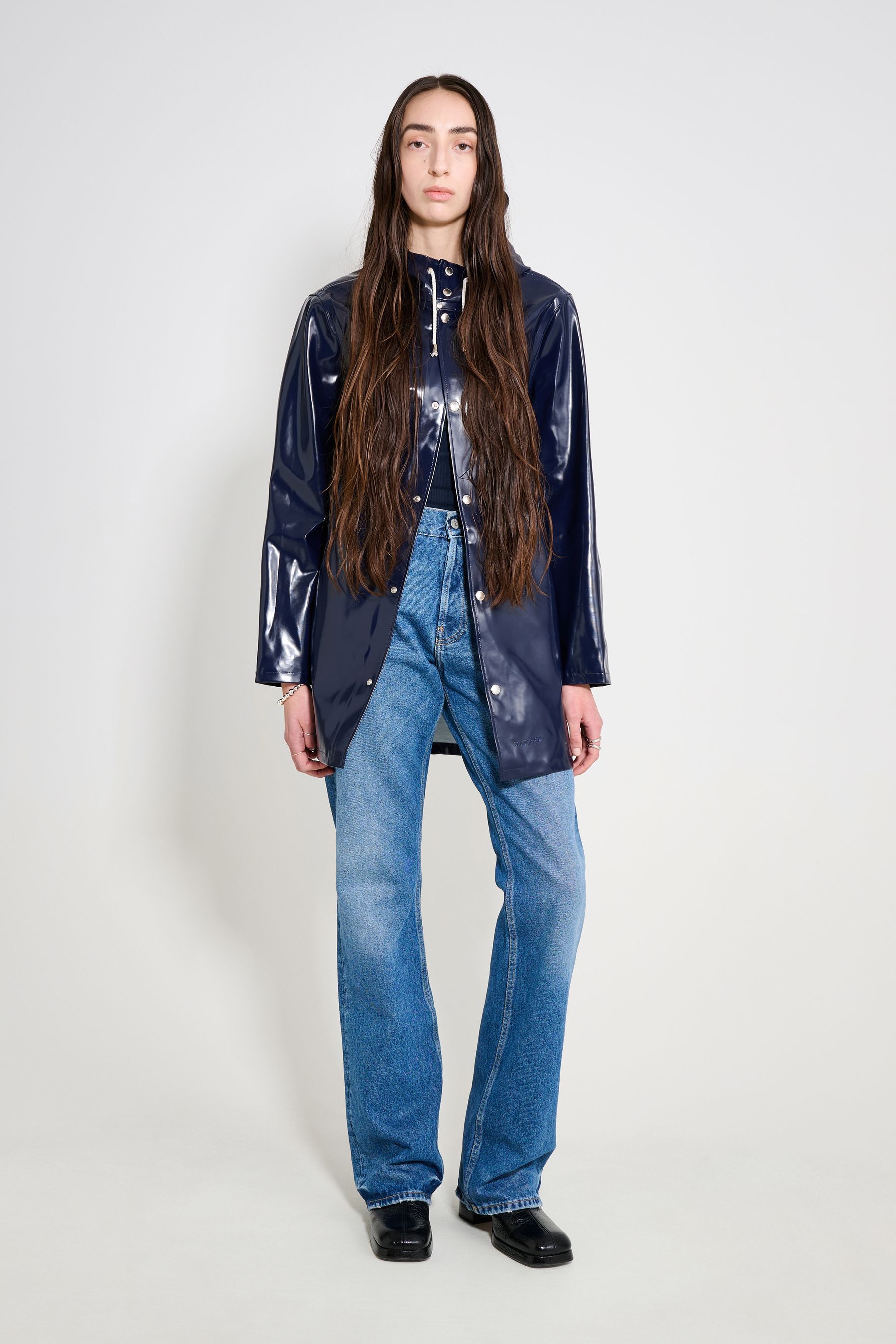 stutterheim stockholm opal raincoat navy women jackets raincoats