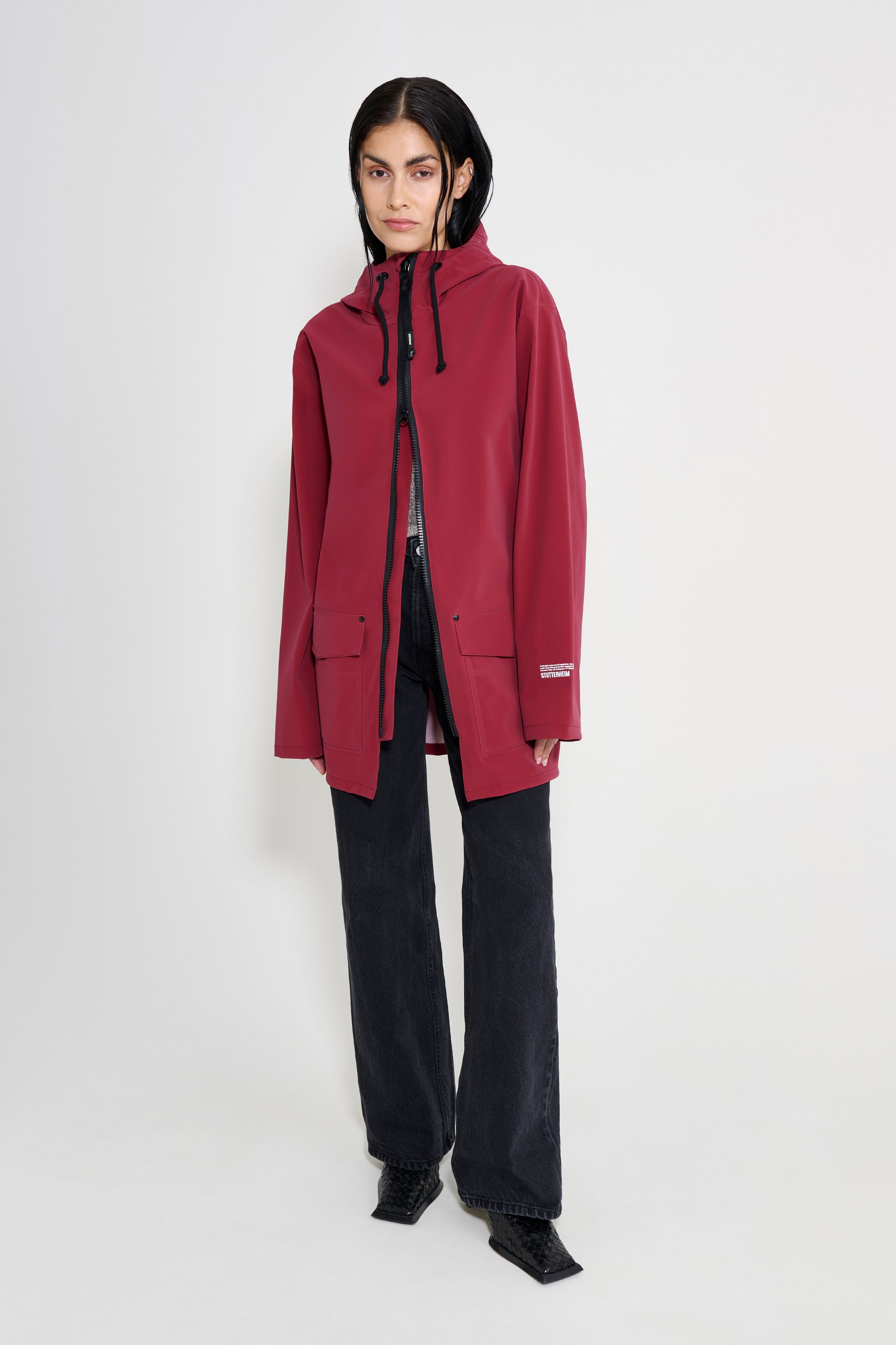 Stockholm Patch Raincoat Burgundy