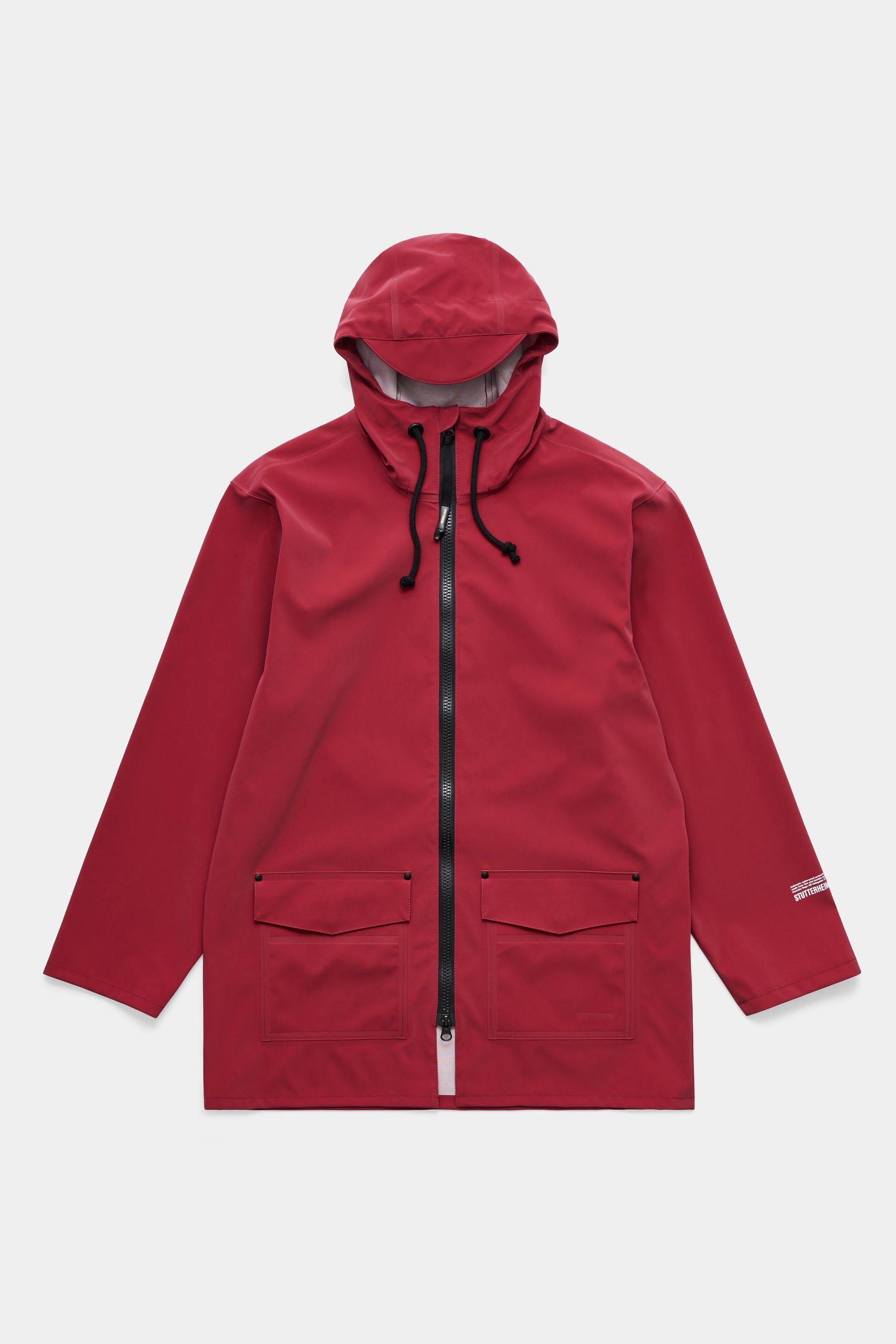 stutterheim stockholm patch raincoat burgundy women jackets raincoats