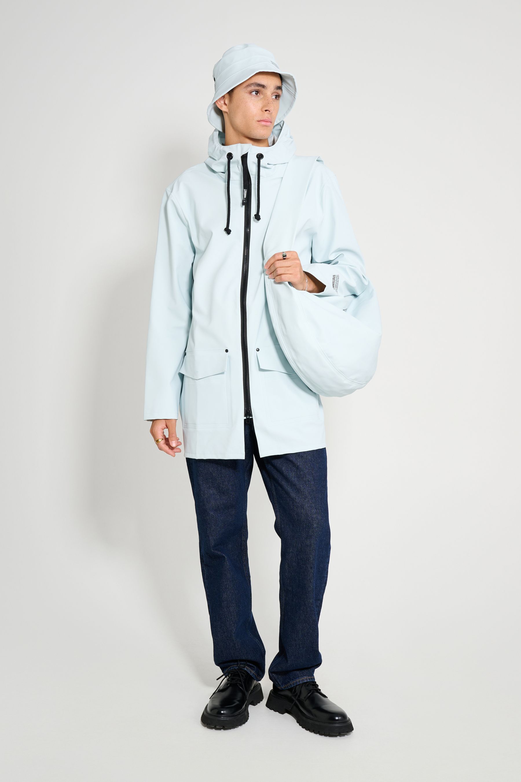 stutterheim stockholm patch frost grey men jackets raincoats