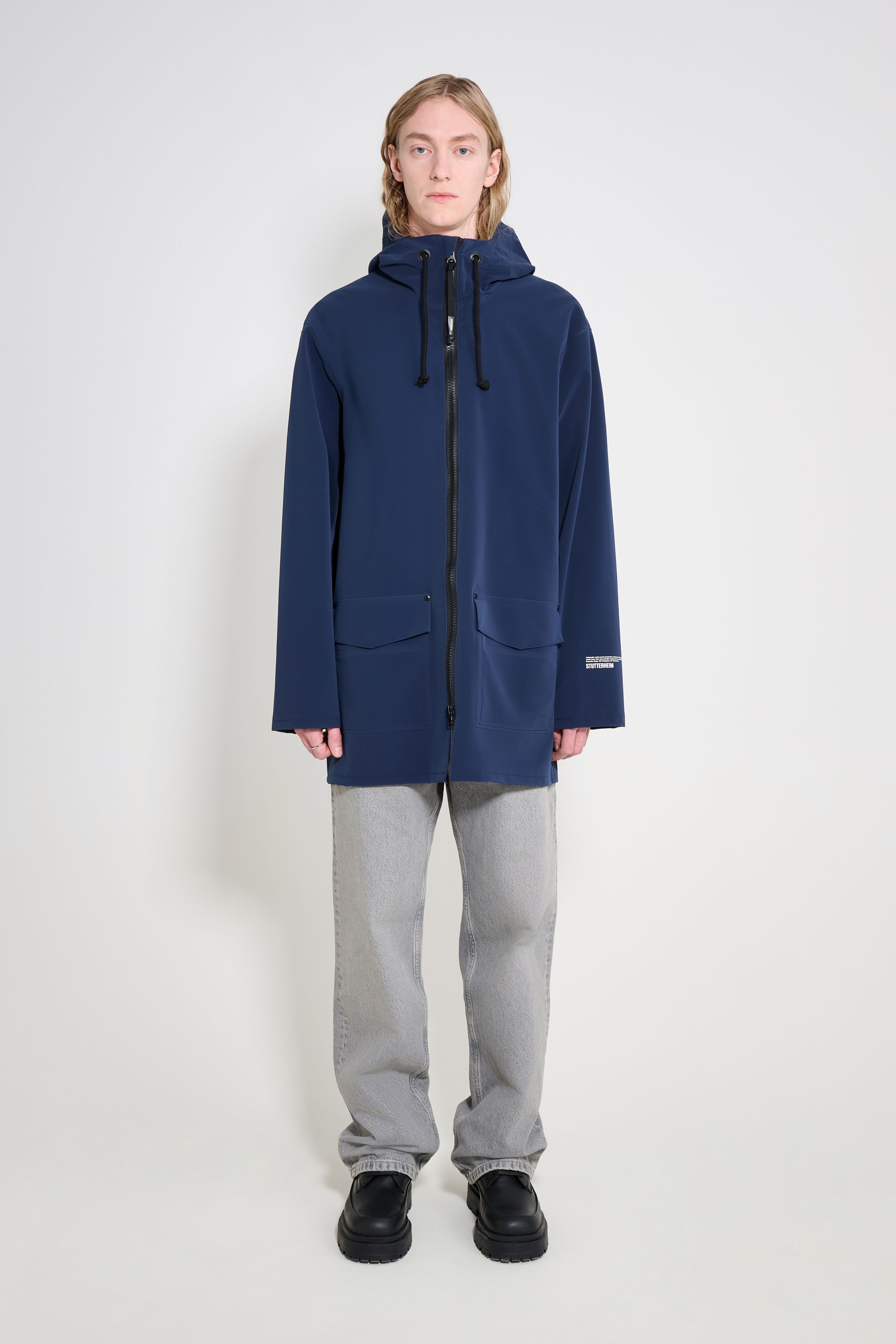 stutterheim stockholm patch raincoat navy men jackets raincoats