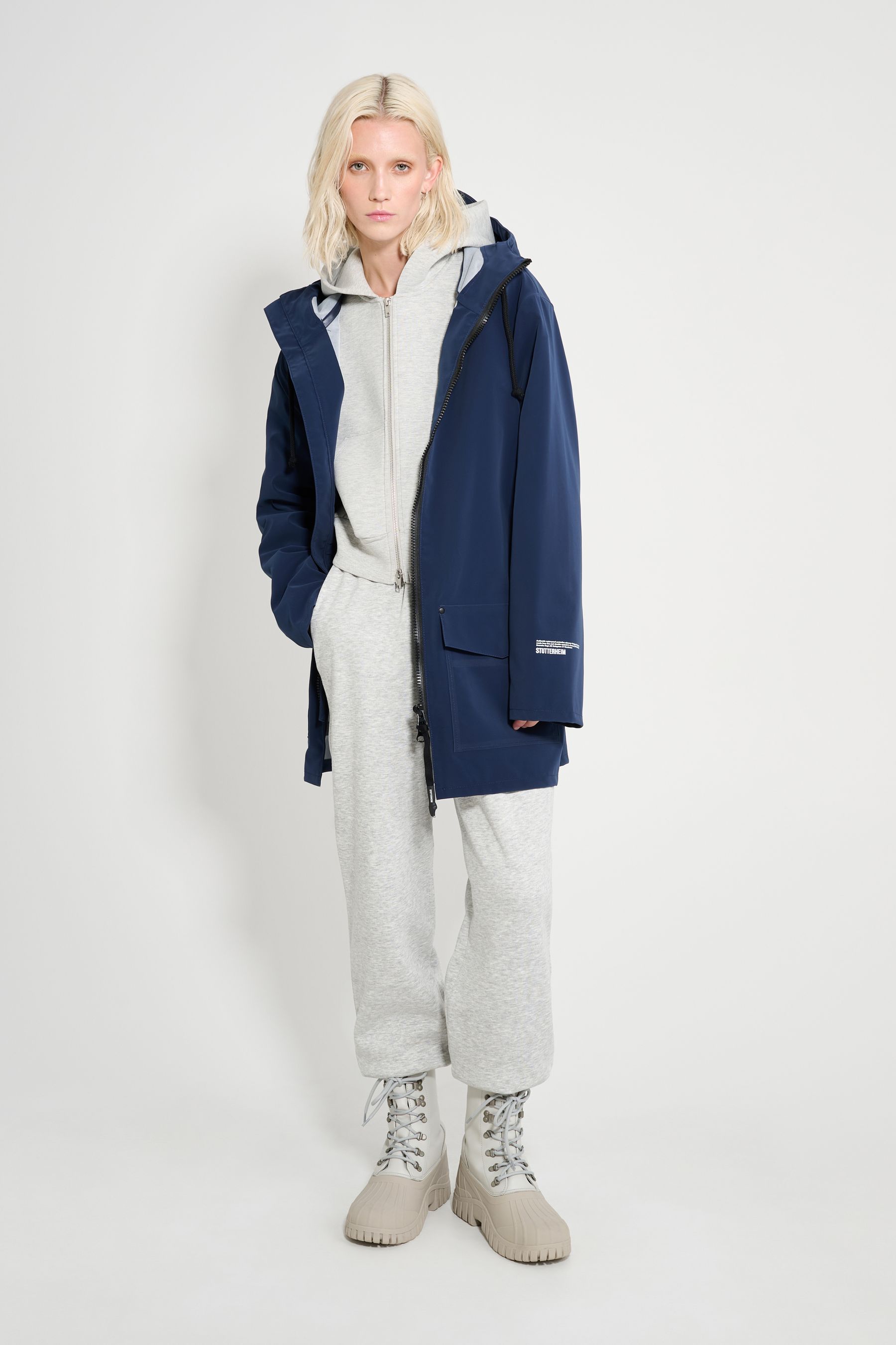 stutterheim stockholm patch navy women jackets raincoats