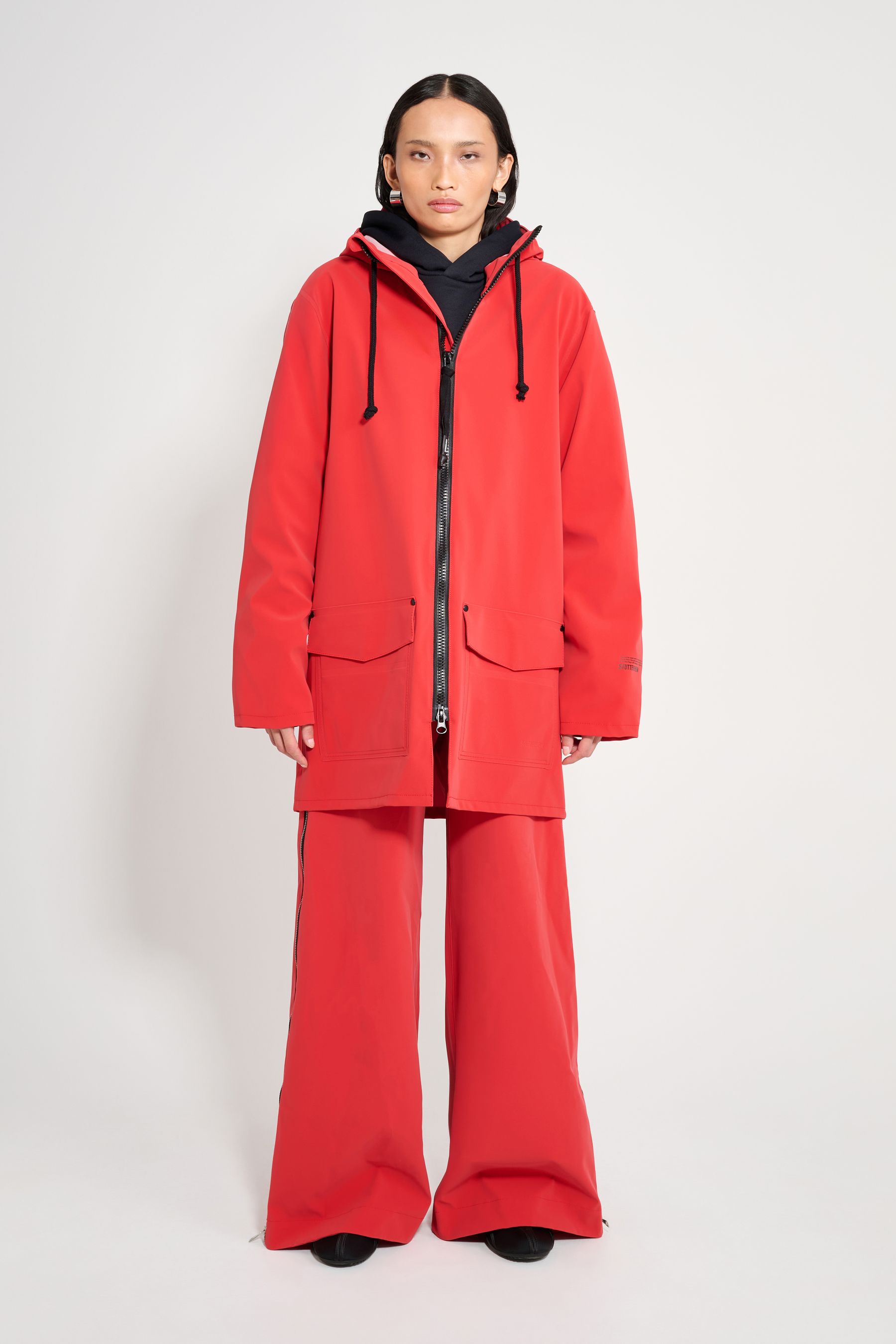 stutterheim stockholm patch washed red women jackets raincoats