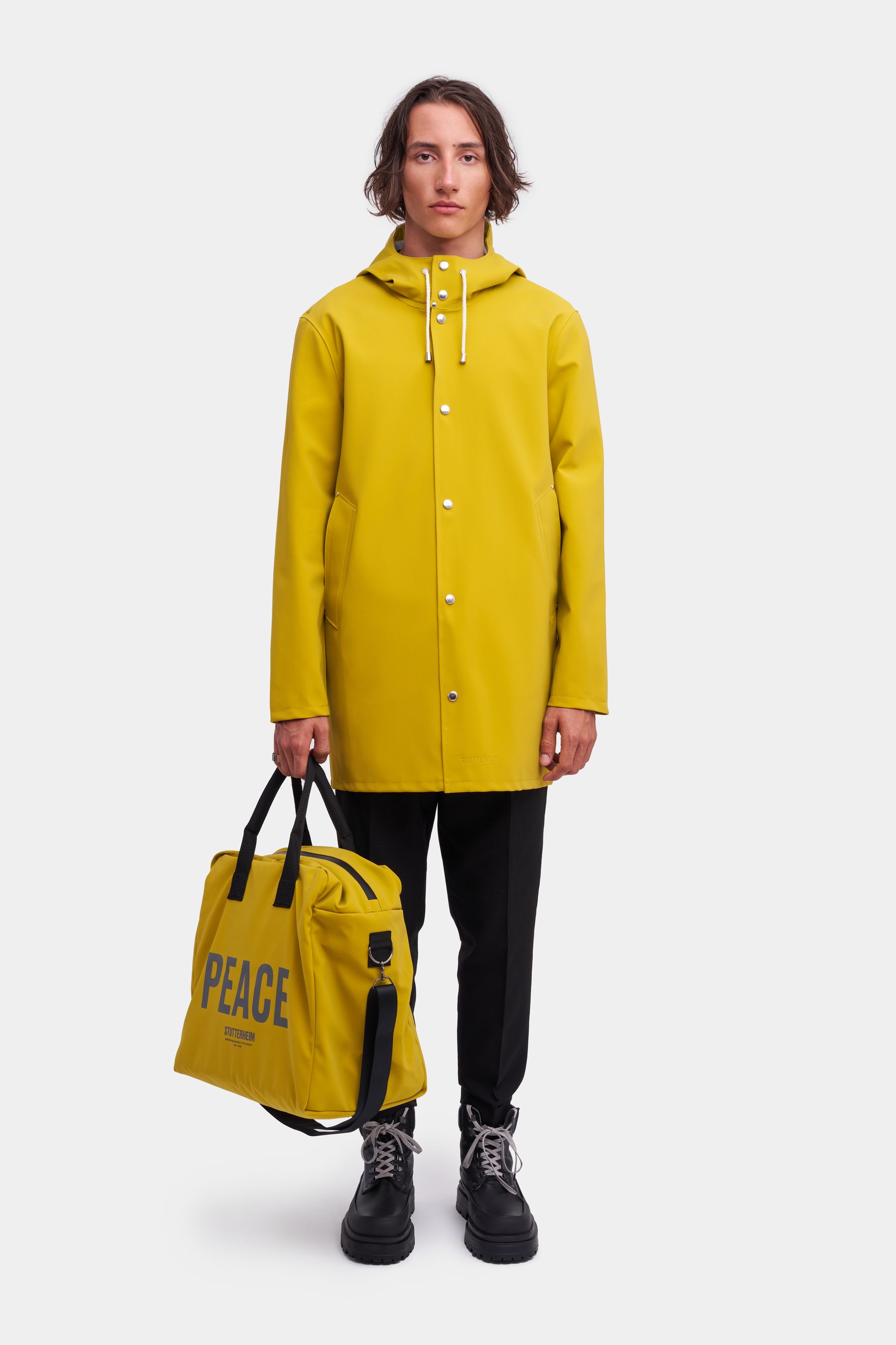 stutterheim stockholm matte raincoat gold women jackets raincoats