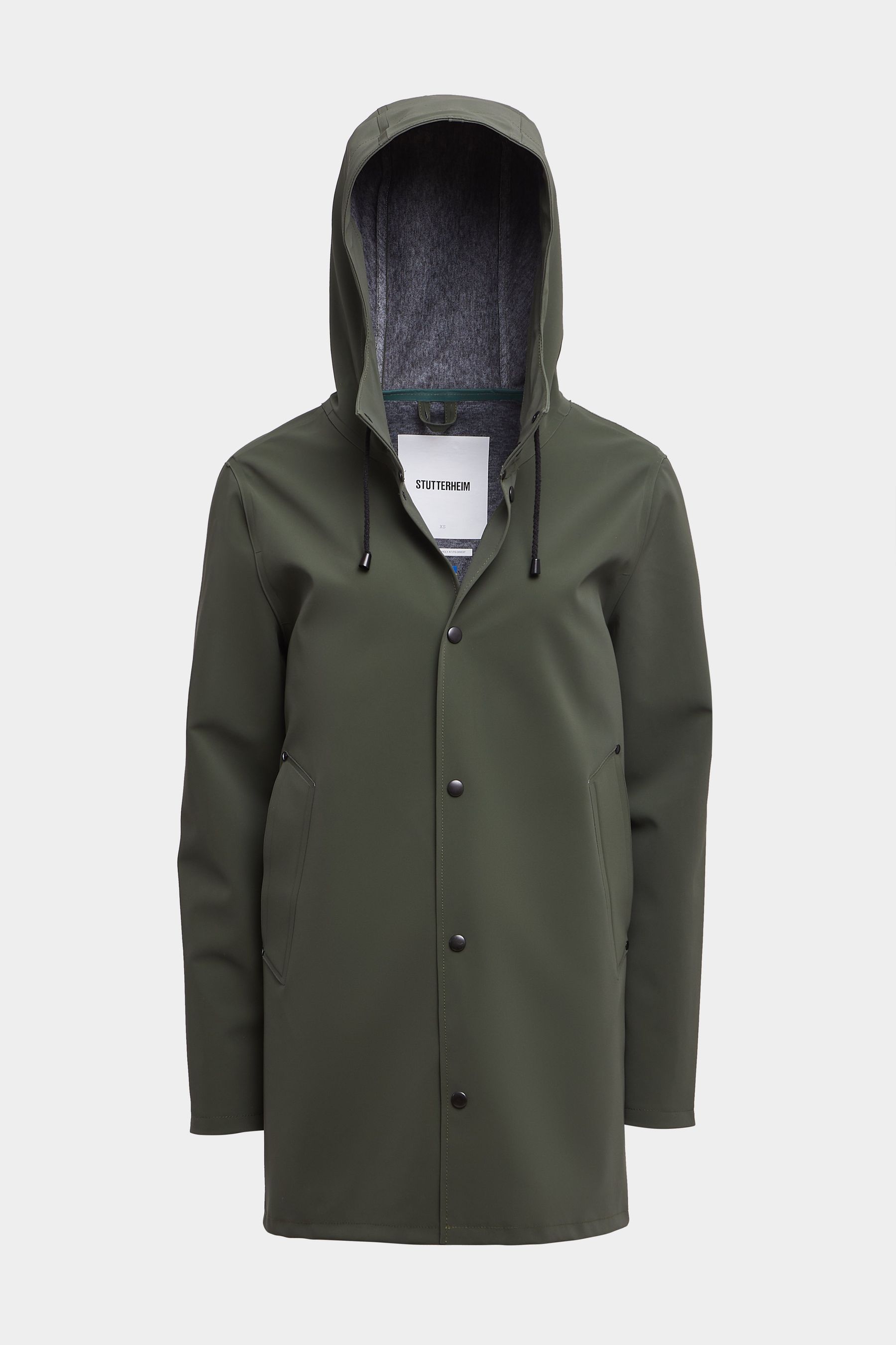 stutterheim stockholm matte raincoat dark green women womens-autumn-pop-up-colours