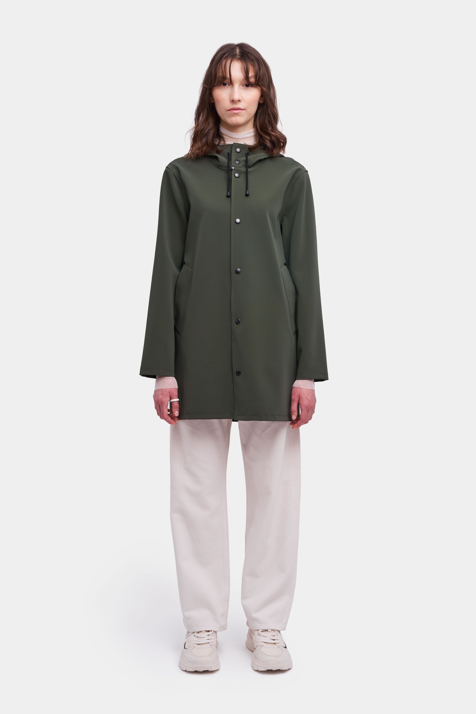 stutterheim stockholm matte raincoat dark green women womens-autumn-pop-up-colours