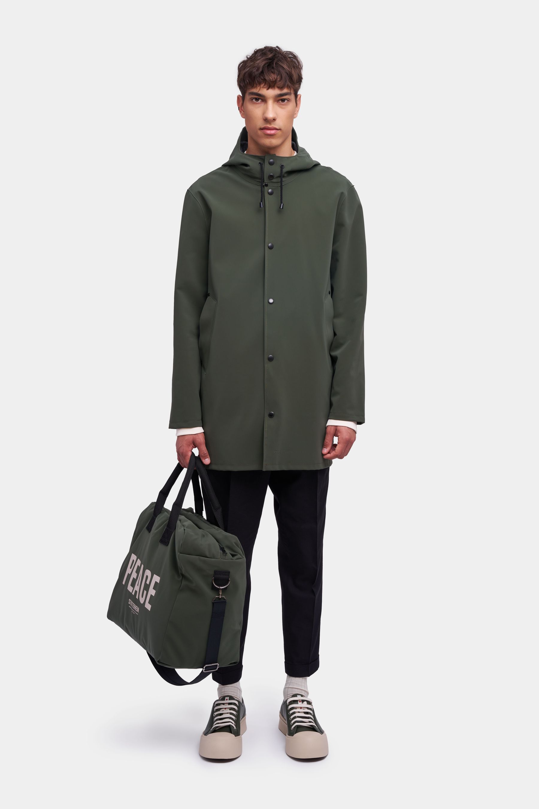 stutterheim stockholm matte raincoat dark green women womens-autumn-pop-up-colours