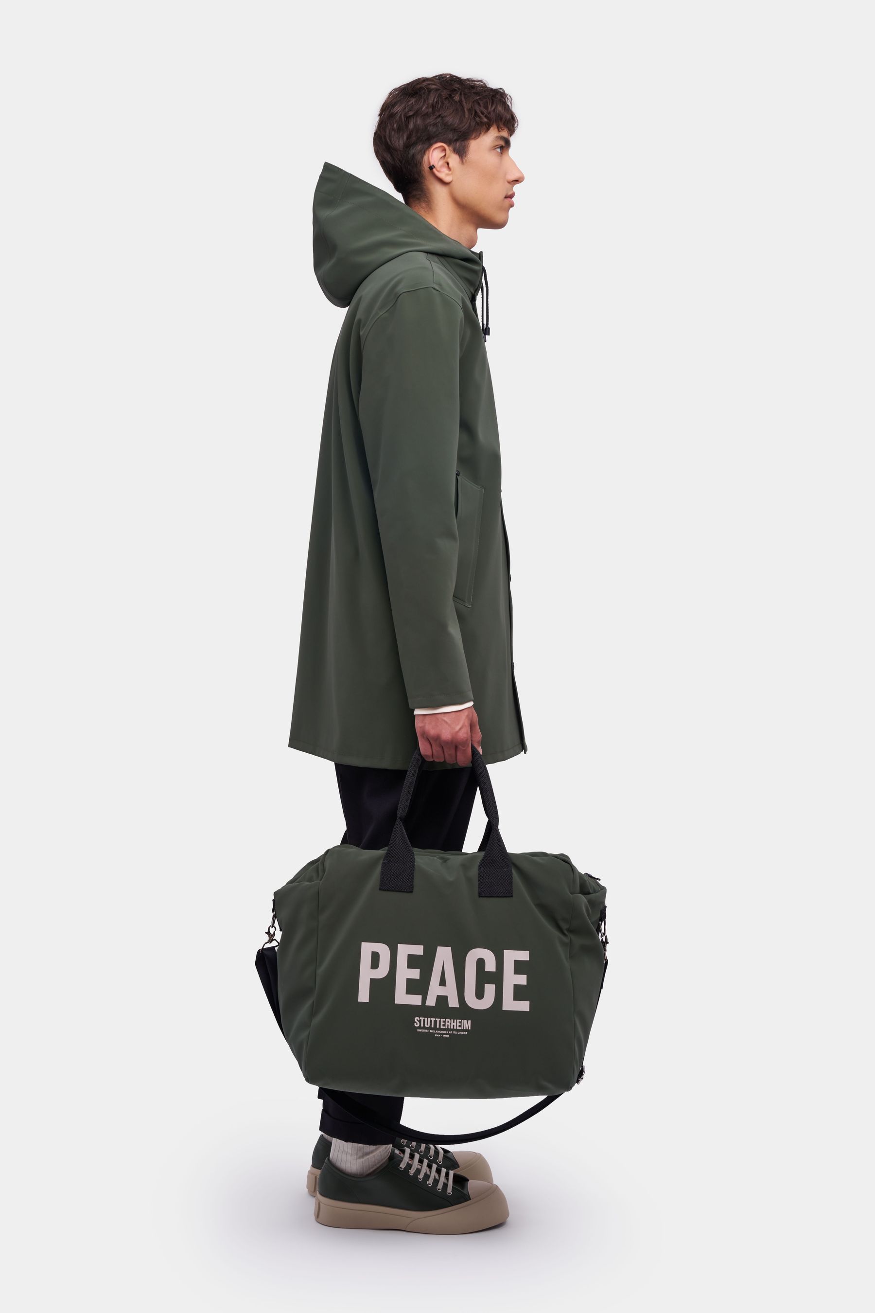 stutterheim stockholm matte raincoat dark green women womens-autumn-pop-up-colours