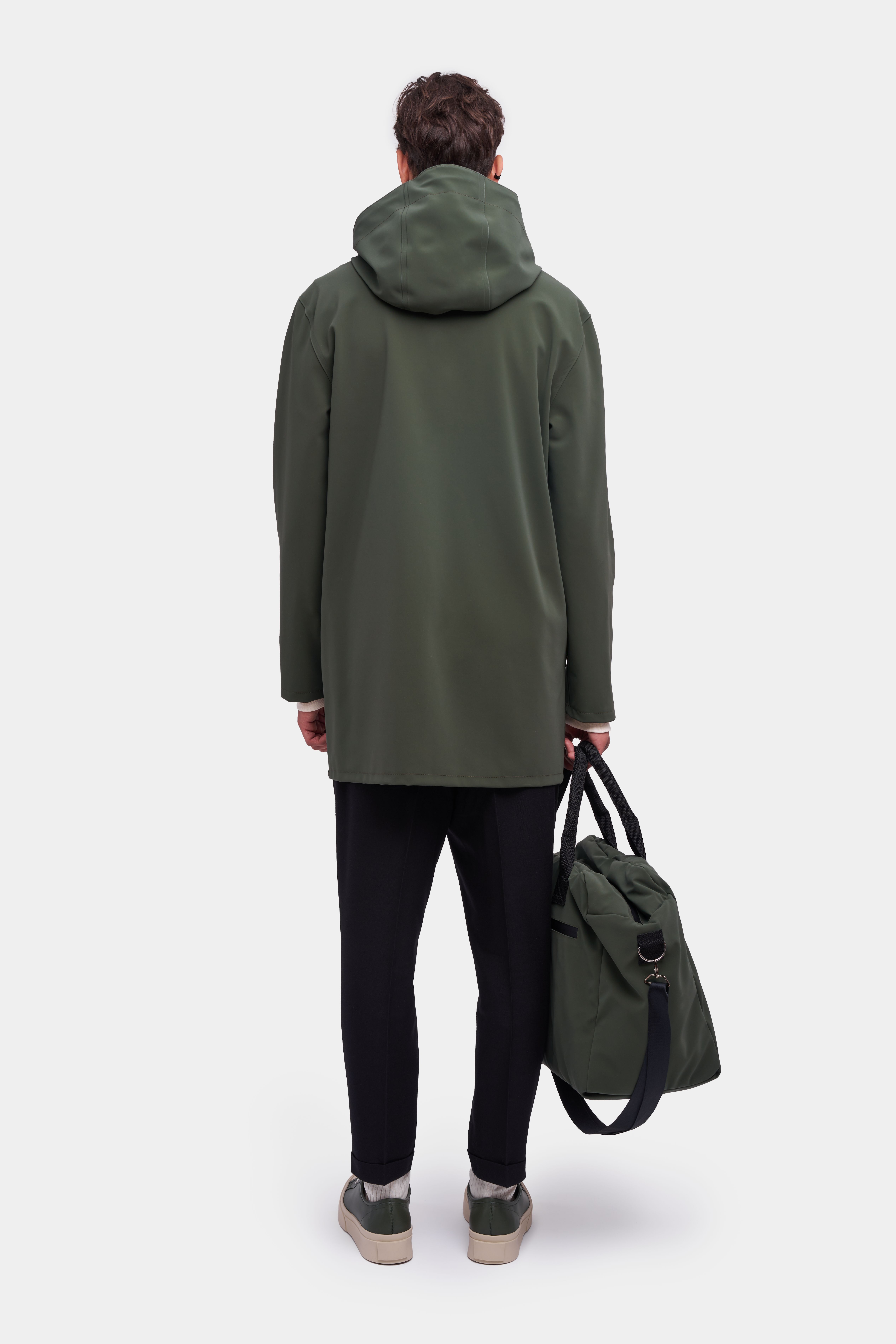 Dark green raincoat clearance