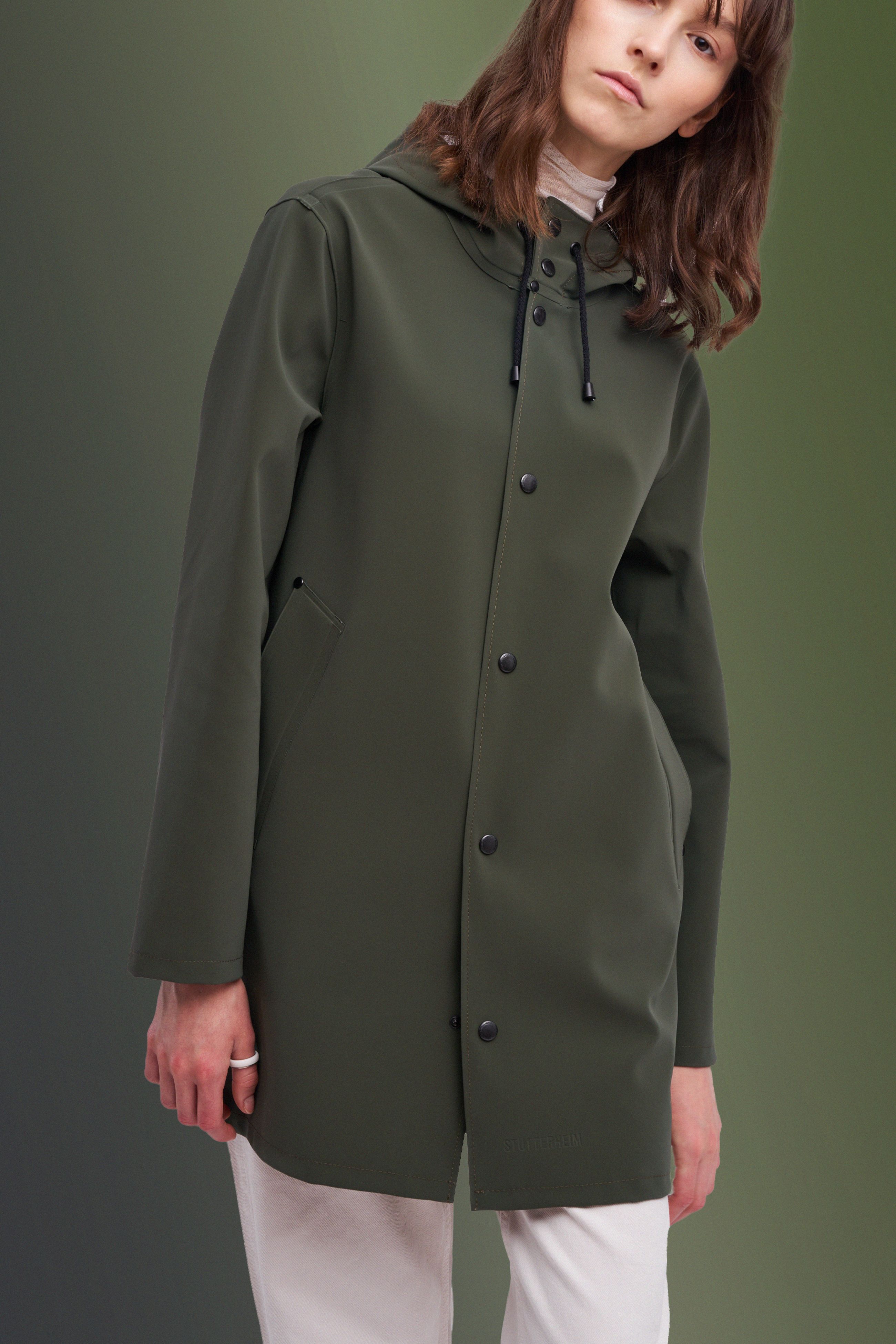 stutterheim stockholm matte raincoat dark green women womens-autumn-pop-up-colours