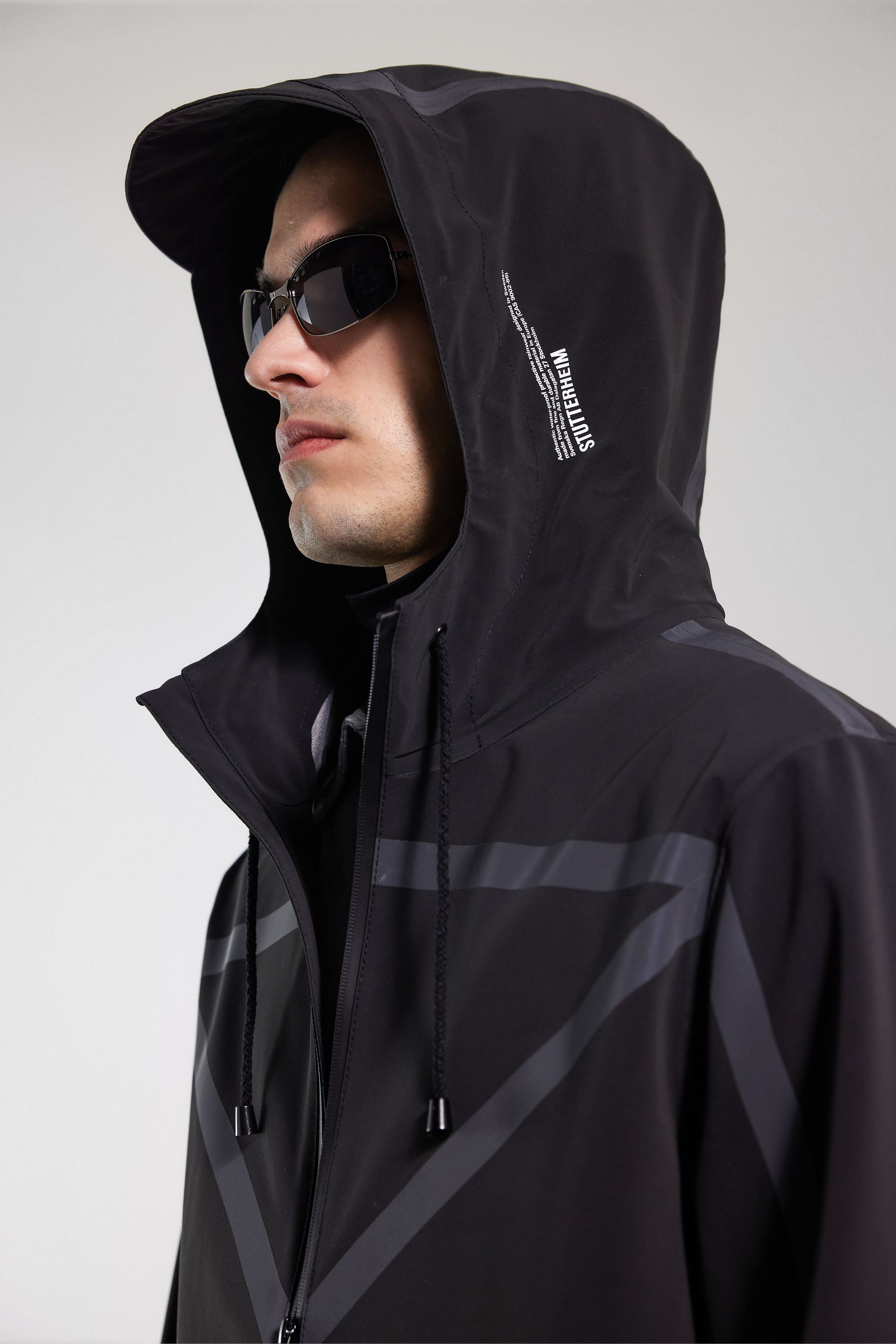 stutterheim stockholm tape matte raincoat black men jackets raincoats