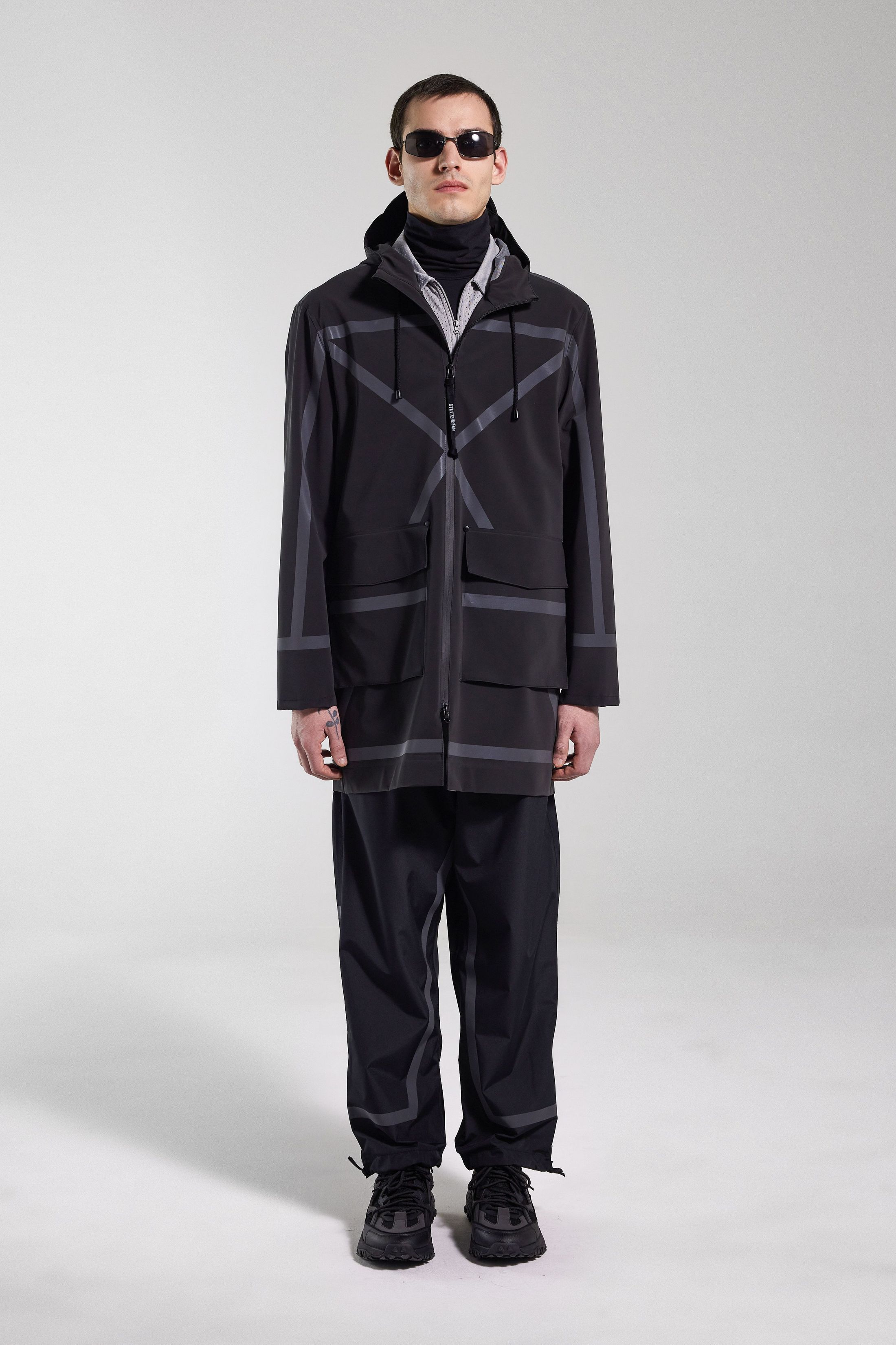 stutterheim stockholm tape matte raincoat black men jackets raincoats