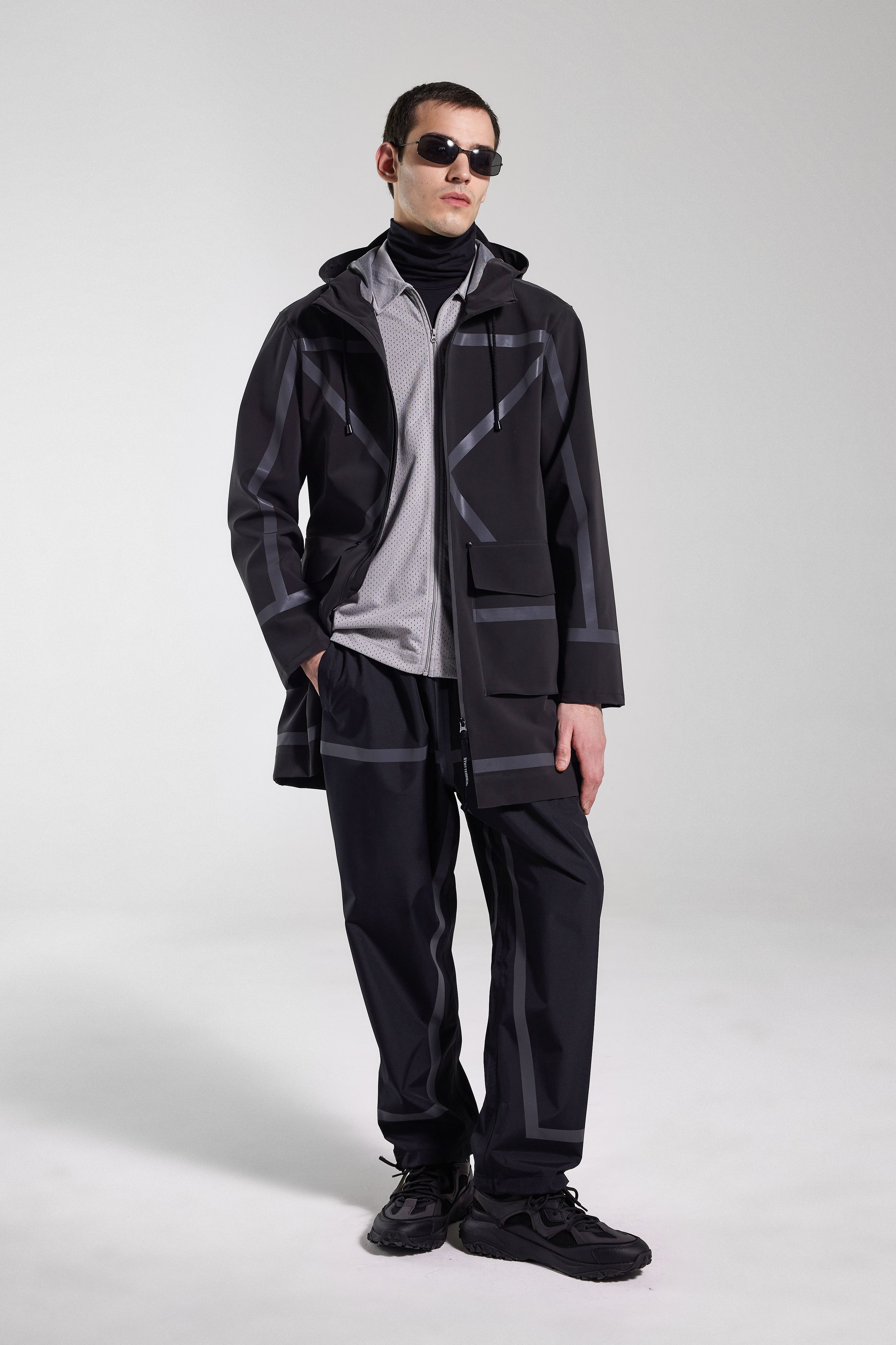 Stutterheim Stockholm Tape Matte Raincoat In Black