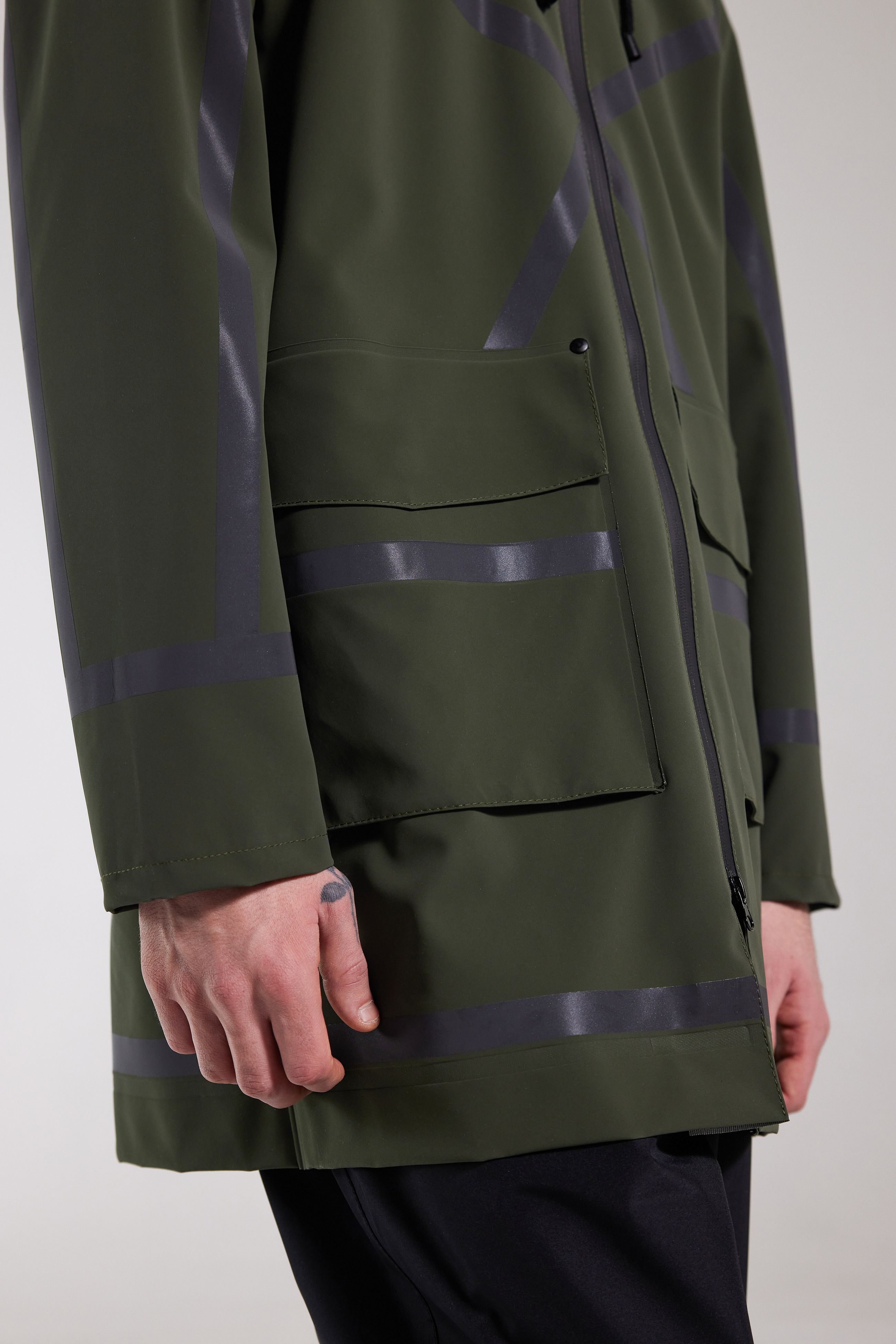 Stutterheim Stockholm Tape Matte Raincoat In Green