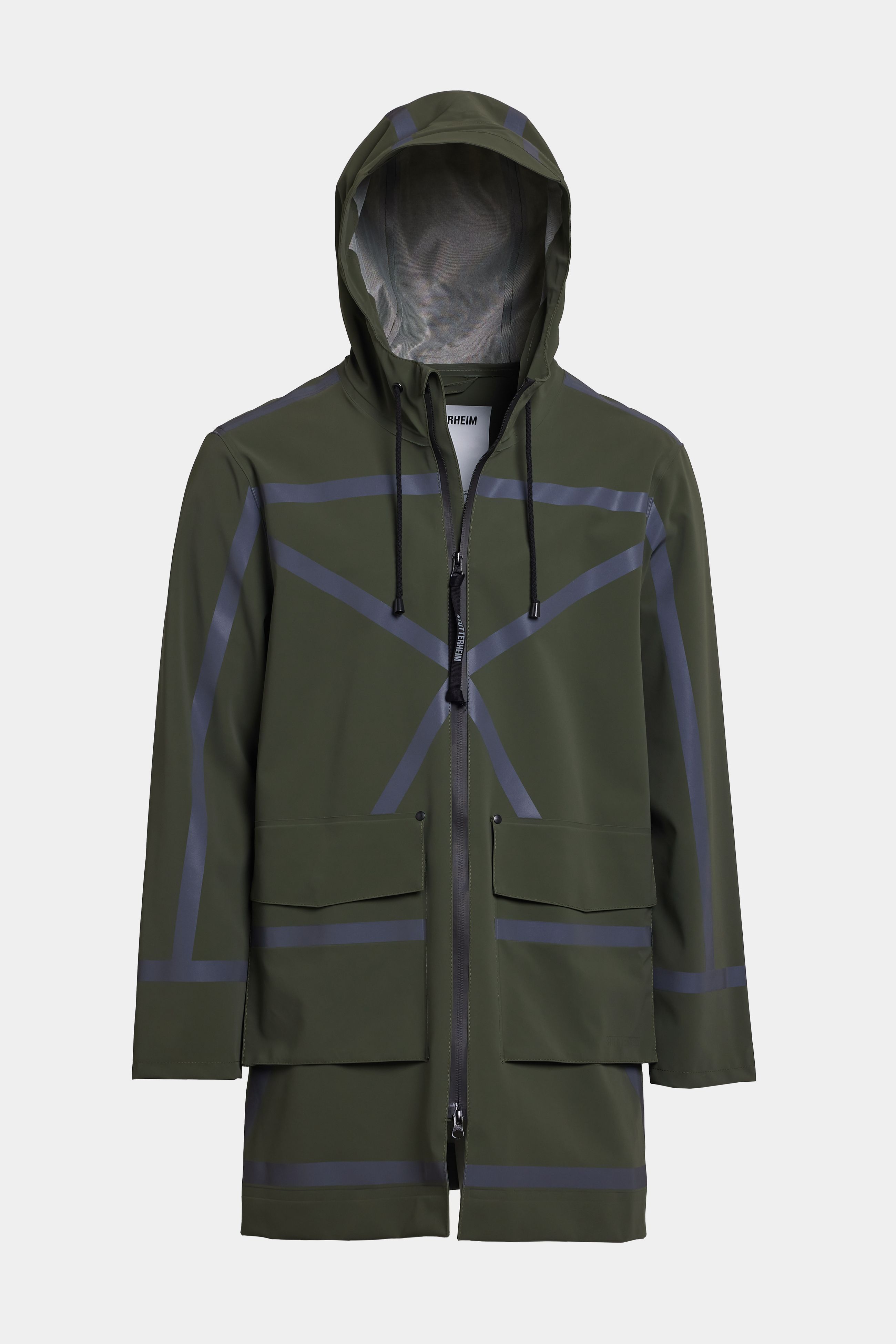 Stutterheim Stockholm Tape Matte Raincoat In Green