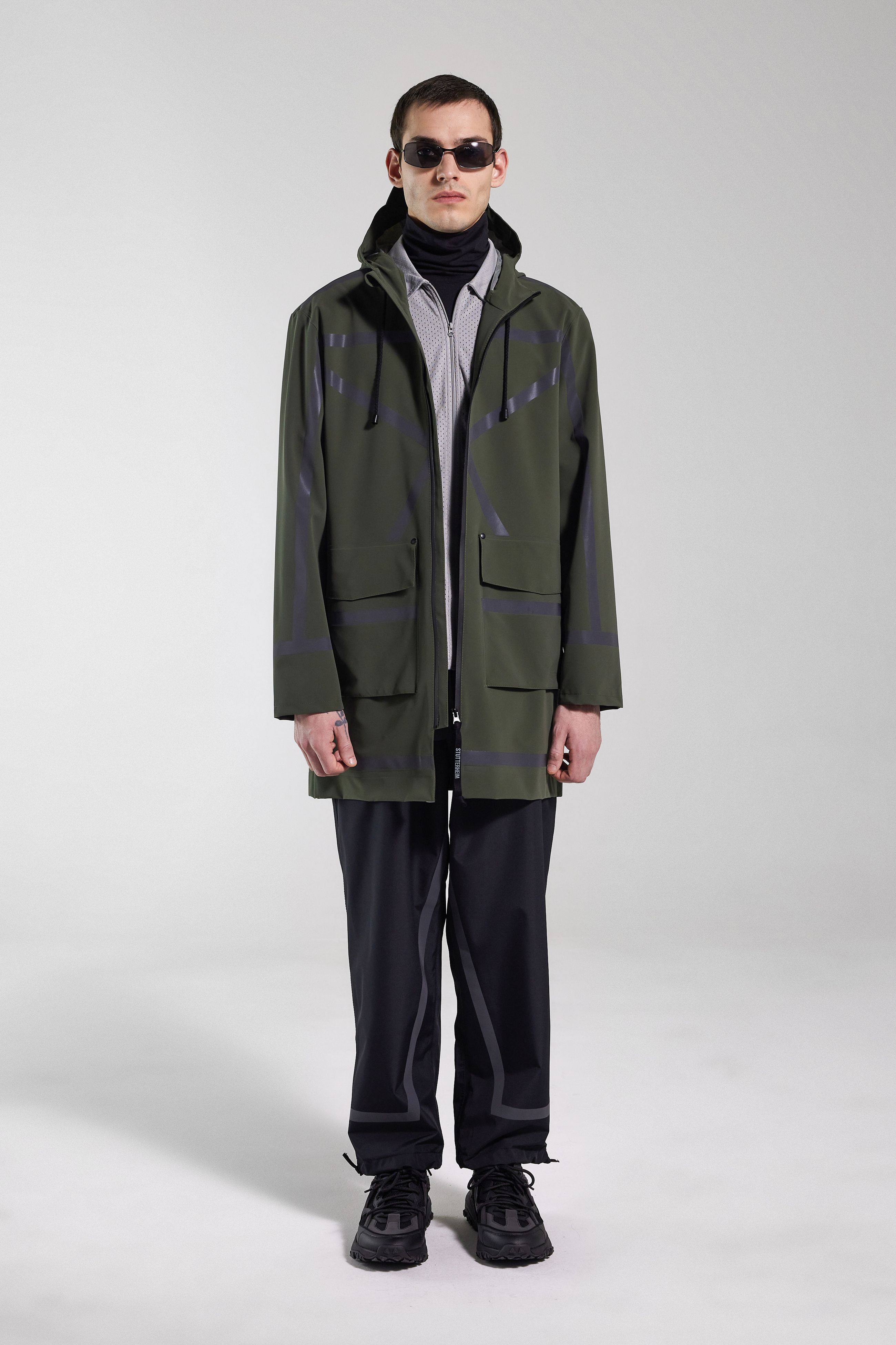 stutterheim stockholm tape matte raincoat green men jackets raincoats