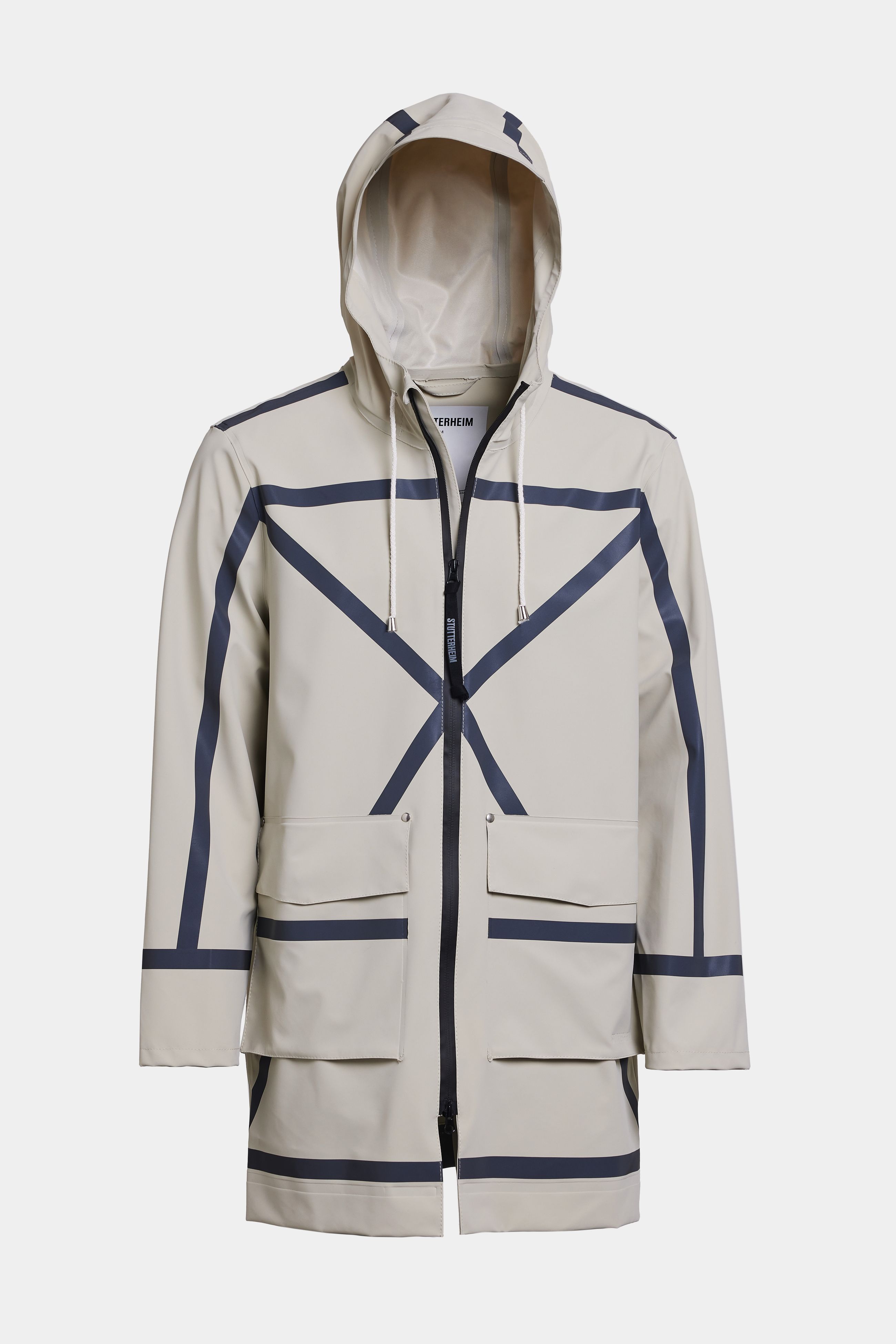 Stutterheim Stockholm Tape Matte Raincoat In Pelican