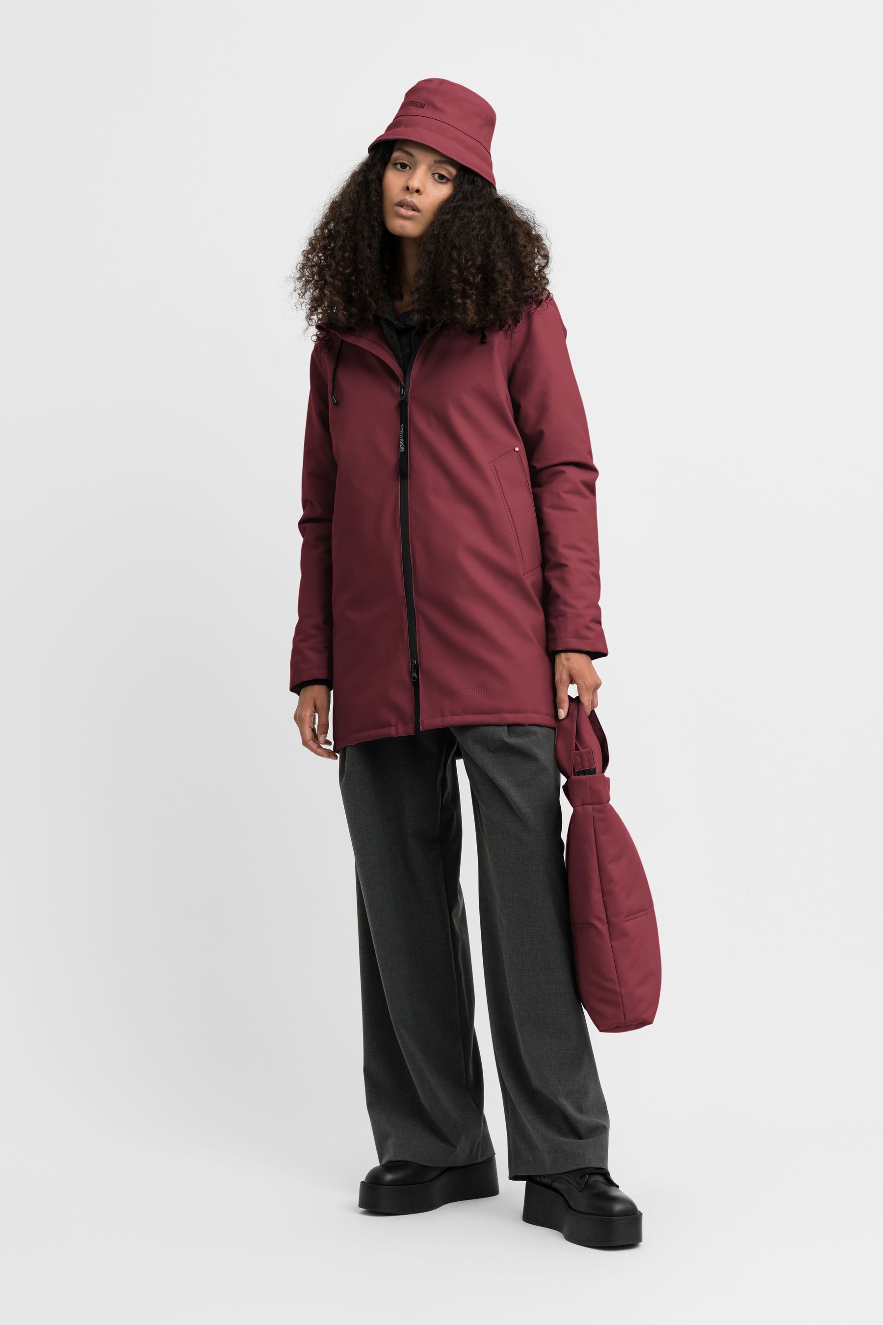 stutterheim stockholm winter jacket burgundy men jackets winter-coats