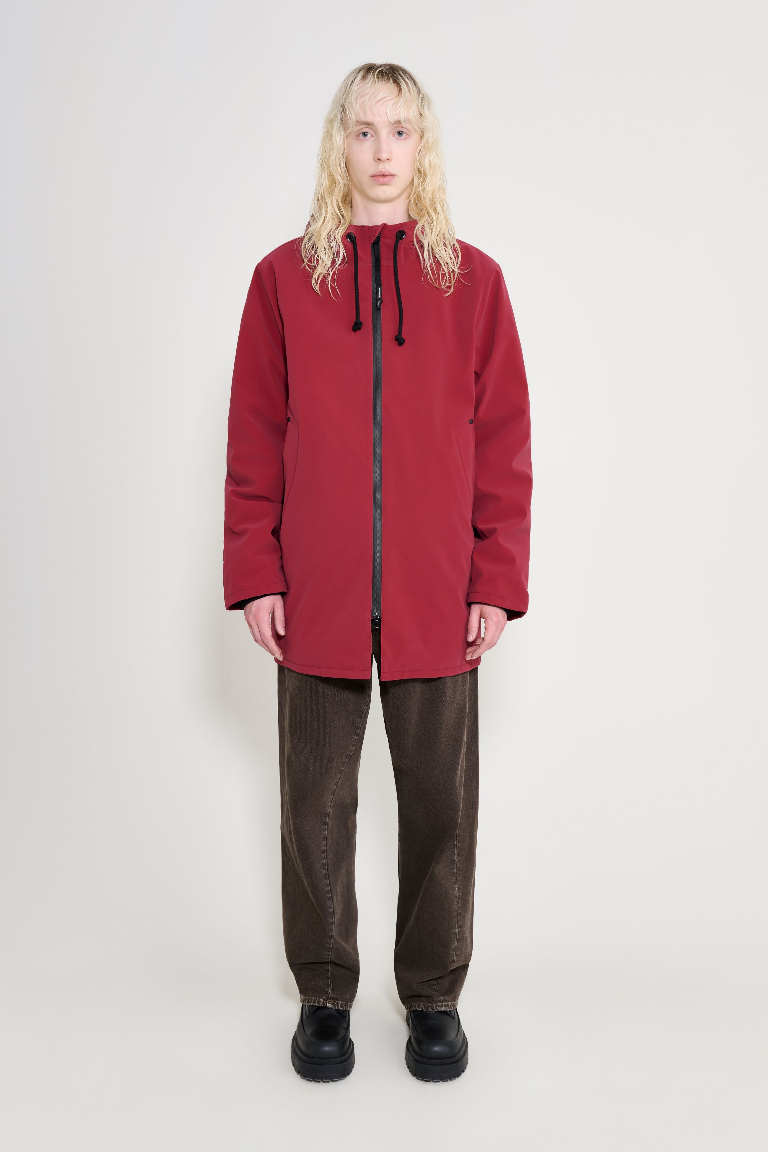 stutterheim stockholm matte winter coat burgundy men jackets winter-coats