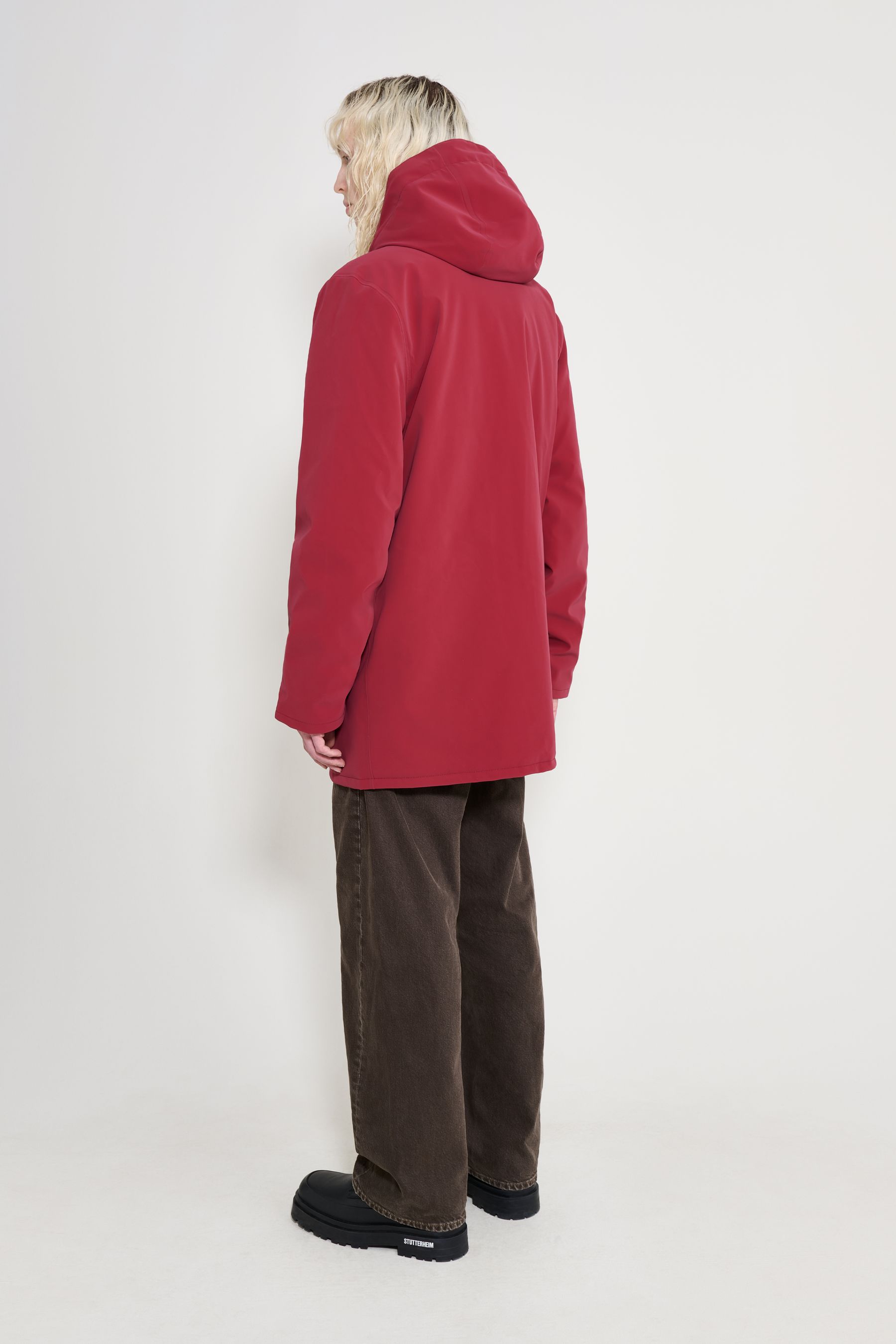 stutterheim stockholm matte winter coat burgundy men jackets winter-coats